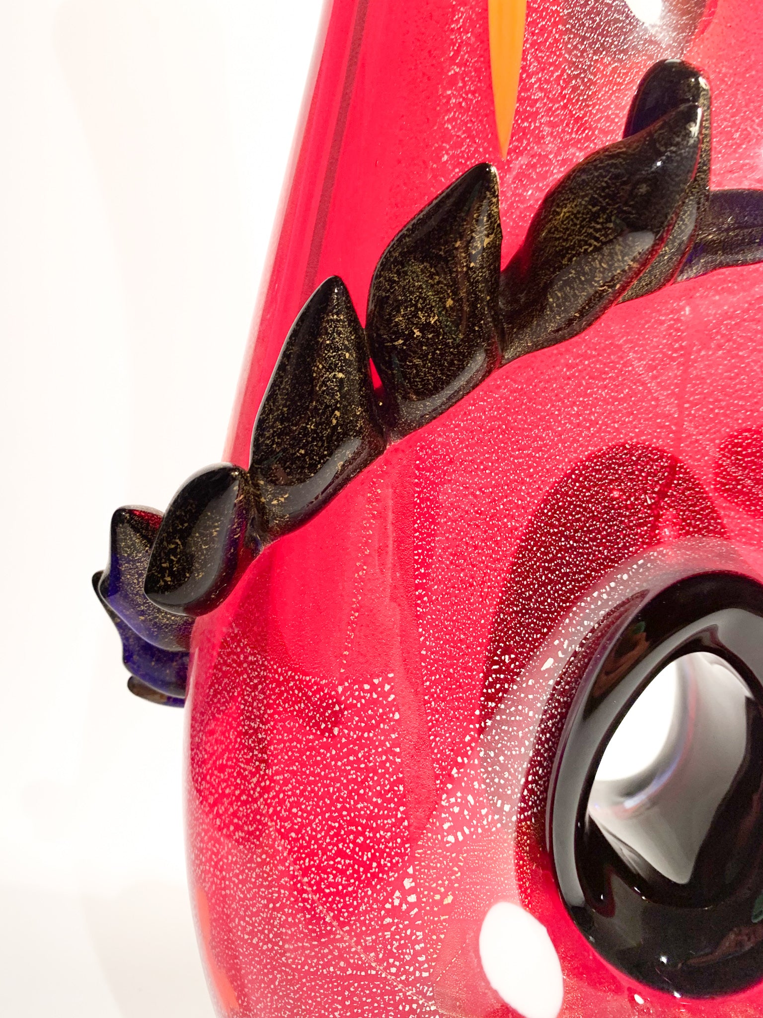 Vaso in Vetro di Murano Rosso e Multicolore Stile Dino Martens Anni 50