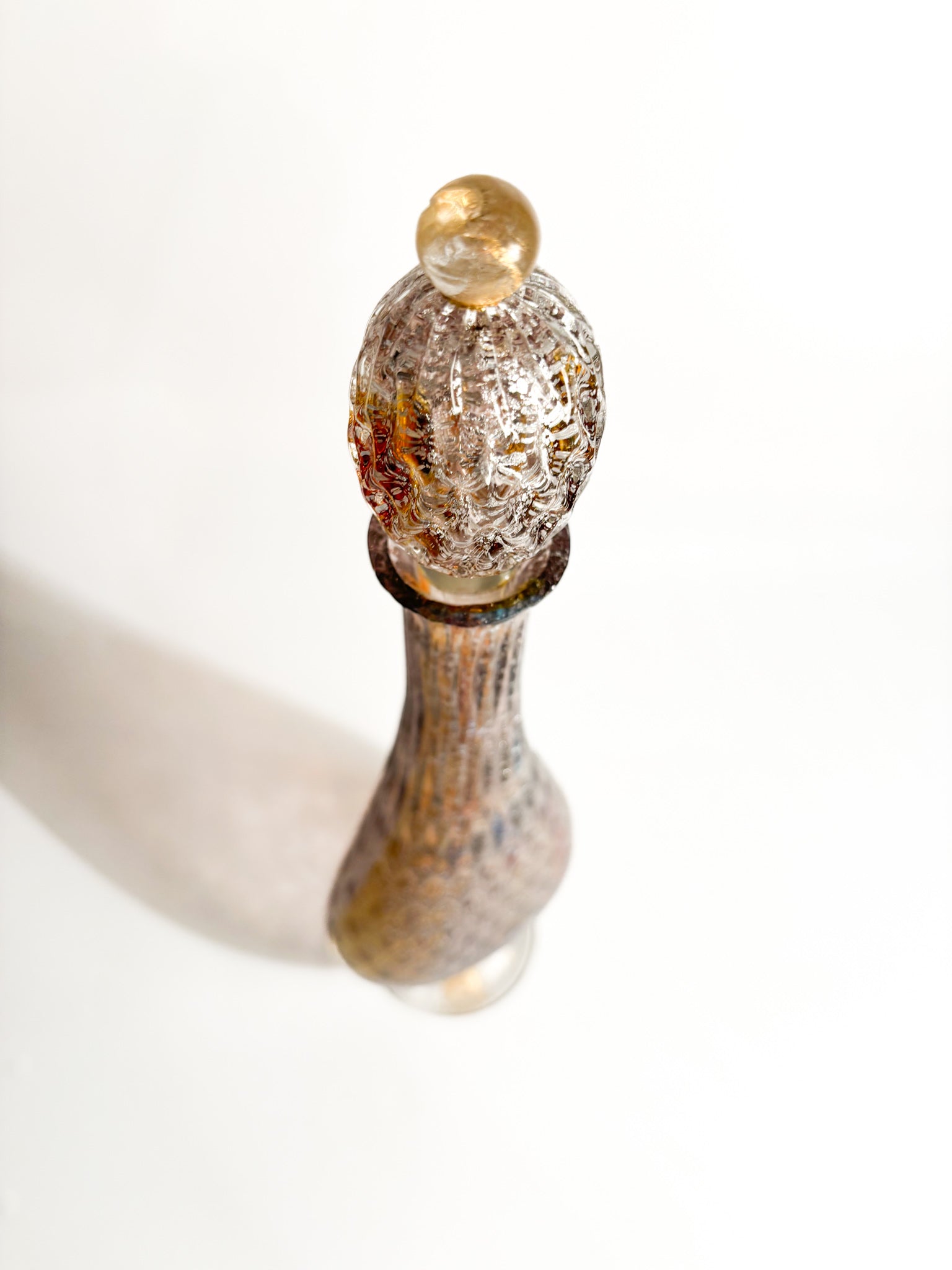 Multicolored Murano Glass Bottle with Silver Leaf from the 1980s