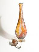 Bottiglia in Vetro di Murano Multicolore con Foglia d'Argento Anni 80