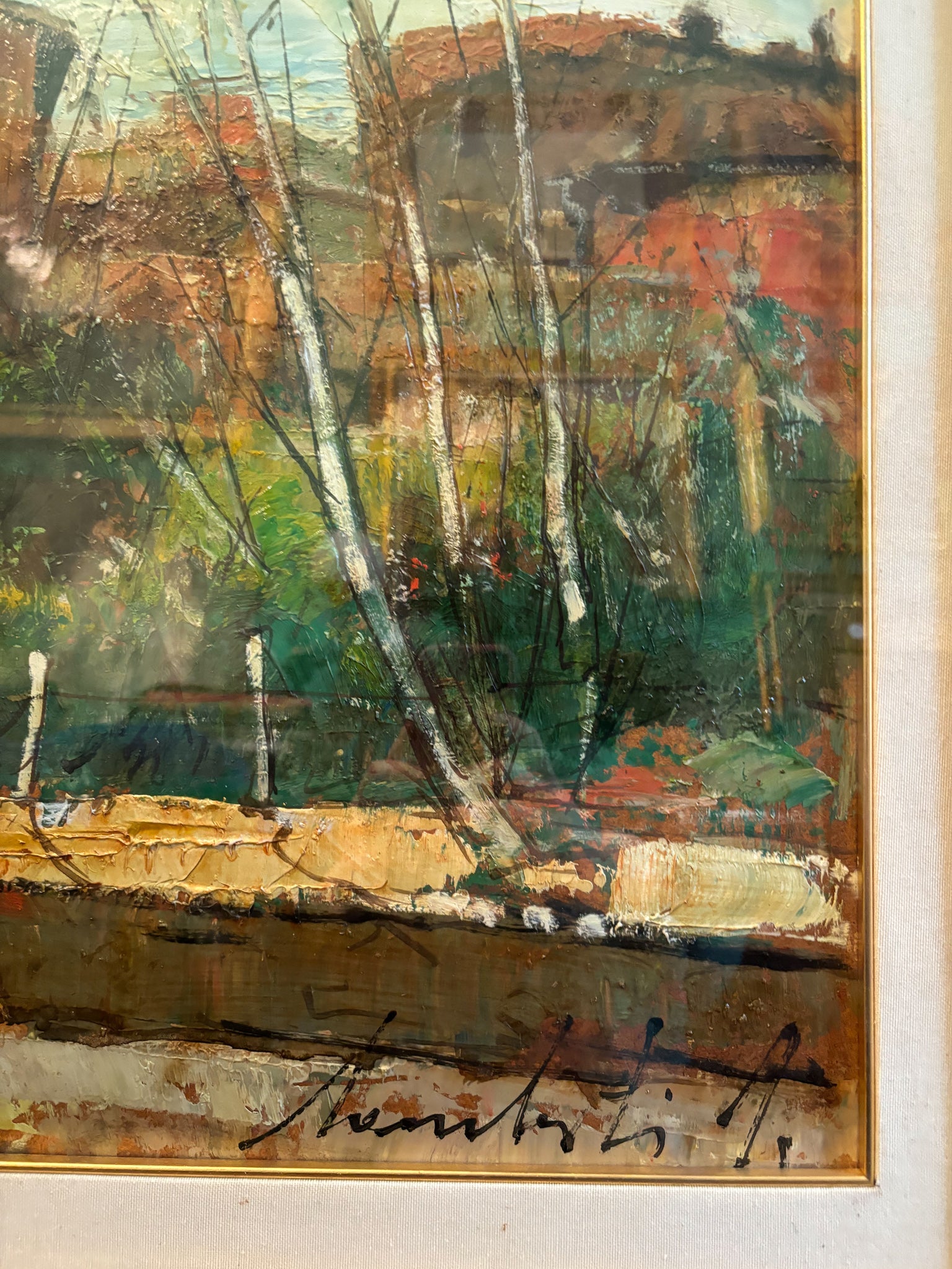 Oil Painting on Canvas of Landscape by Lamberto Lamberti from the 1970s