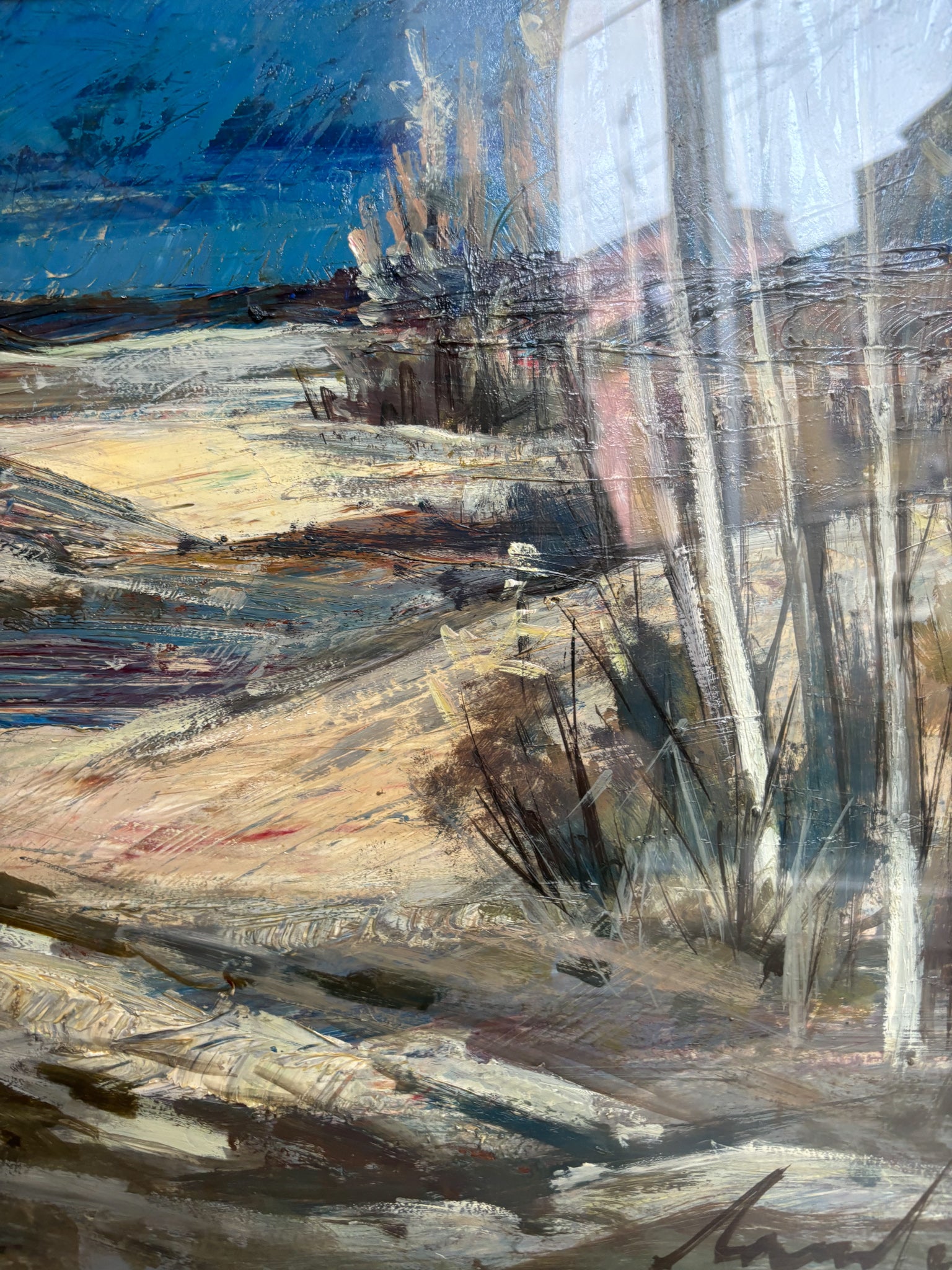 Oil Painting on Canvas of Landscape by Lamberto Lamberti from the 1970s