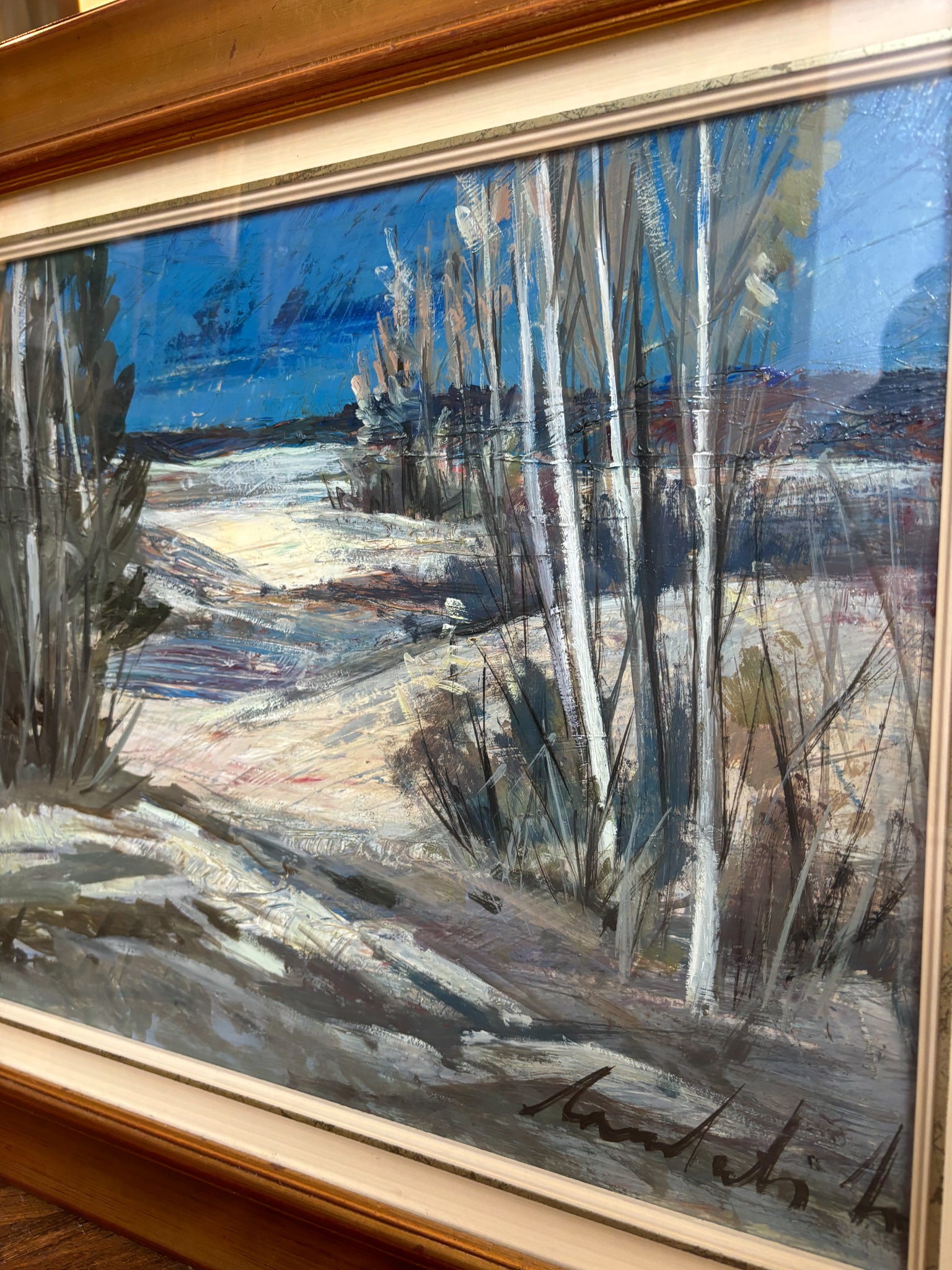 Oil Painting on Canvas of Landscape by Lamberto Lamberti from the 1970s