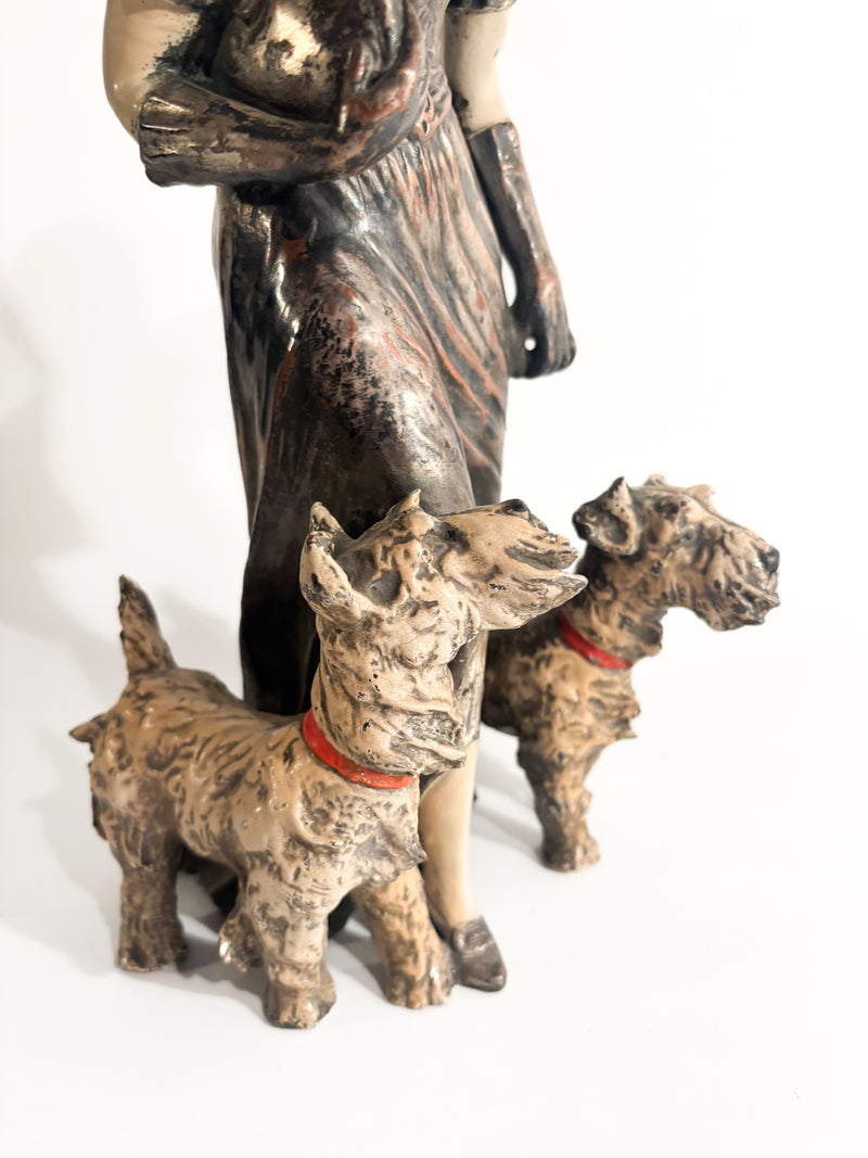 Ceramic Sculpture of Lady with Fox Terrier by Ceramiche Mollica 1940s