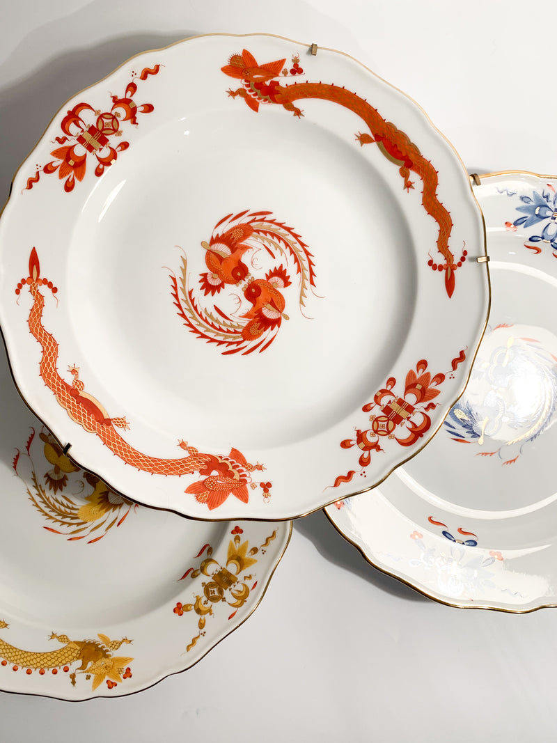 Meissen Porcelain Plate Red Court Dragon Mark 1850-1925