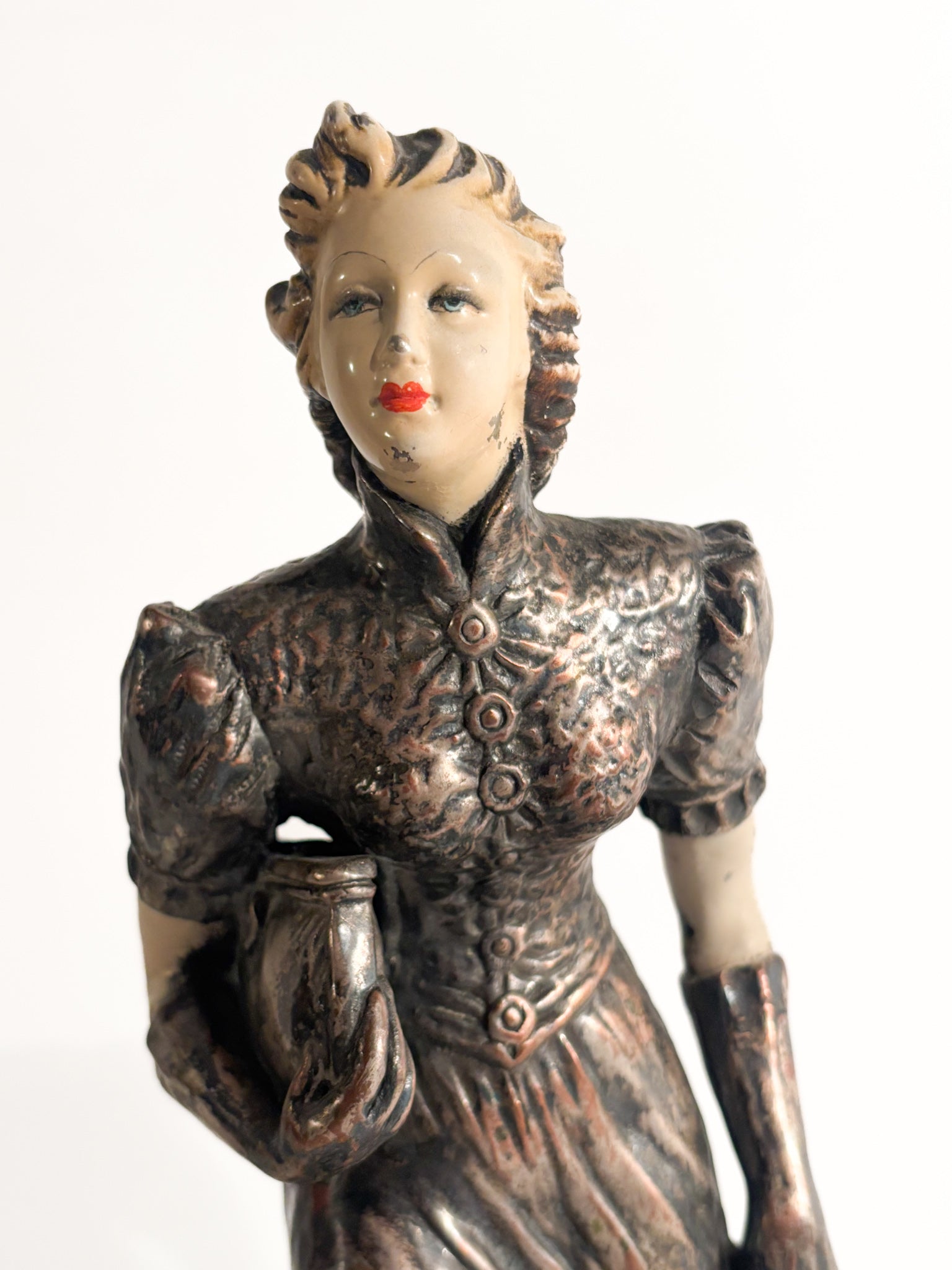 Ceramic Sculpture of Lady with Fox Terrier by Ceramiche Mollica 1940s