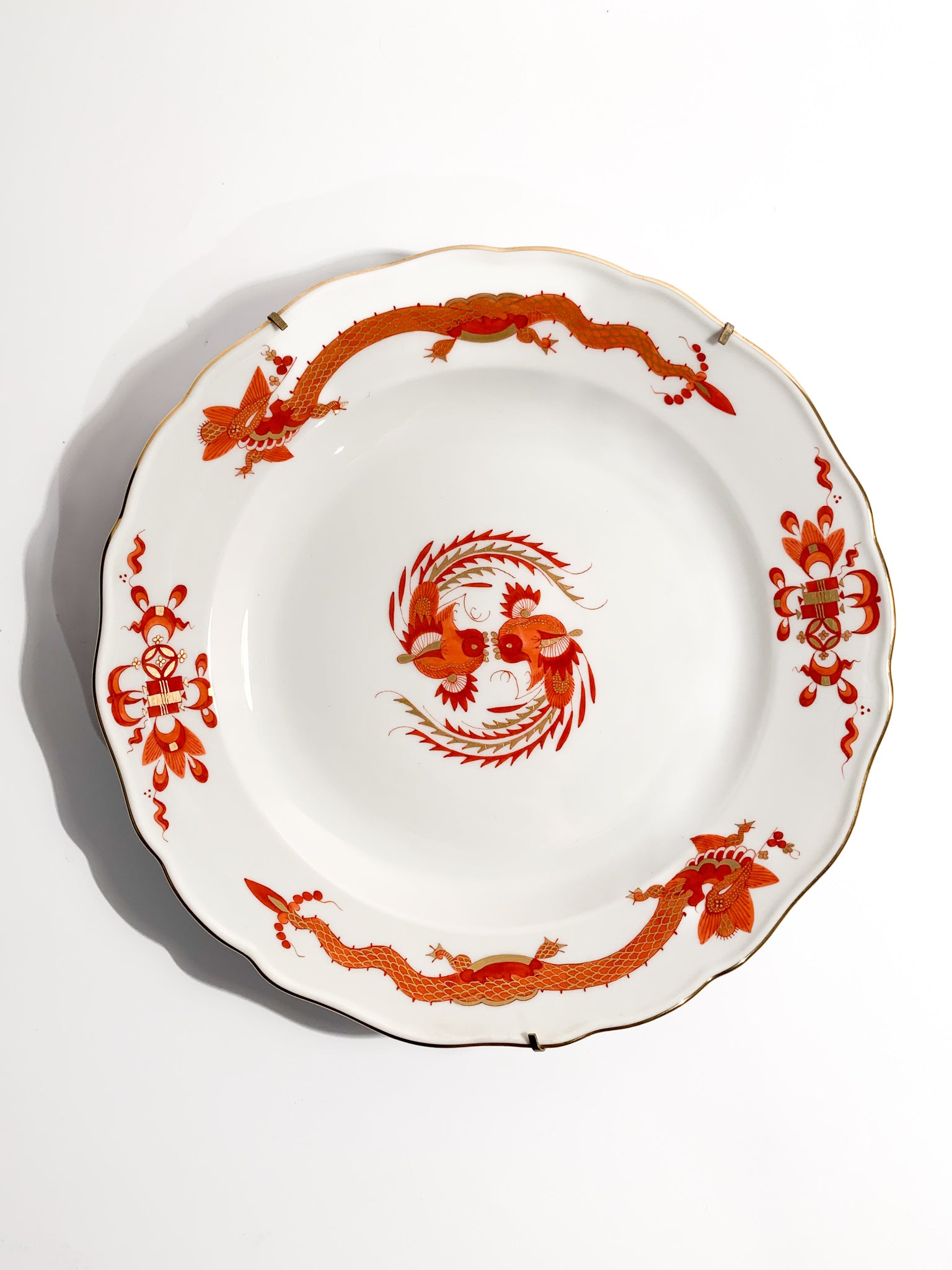 Meissen Porcelain Plate Red Court Dragon Mark 1850-1925
