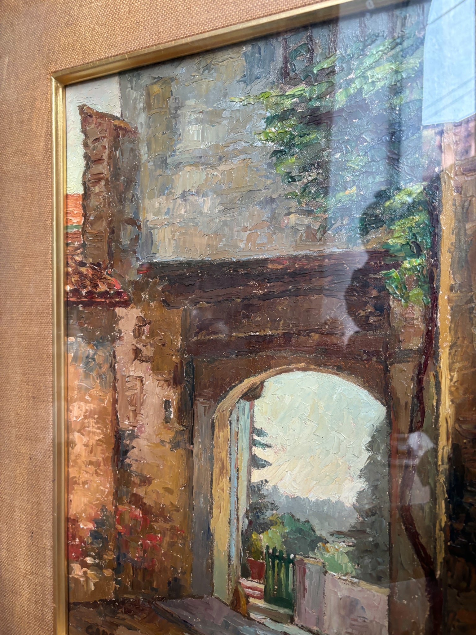 Oil painting of an urban landscape by Giacomo Gabbiani from the 1950s