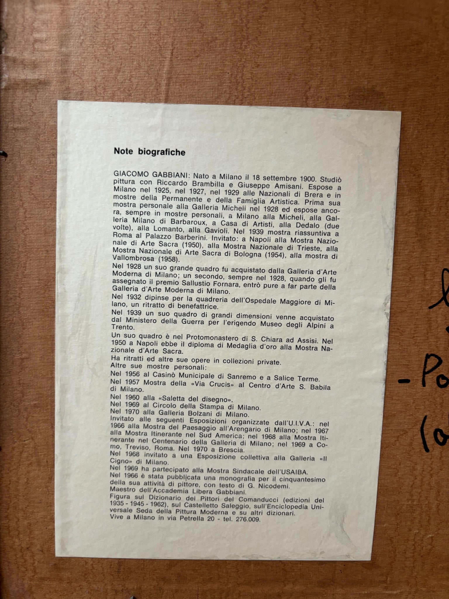 Oil painting of an urban landscape by Giacomo Gabbiani from the 1950s