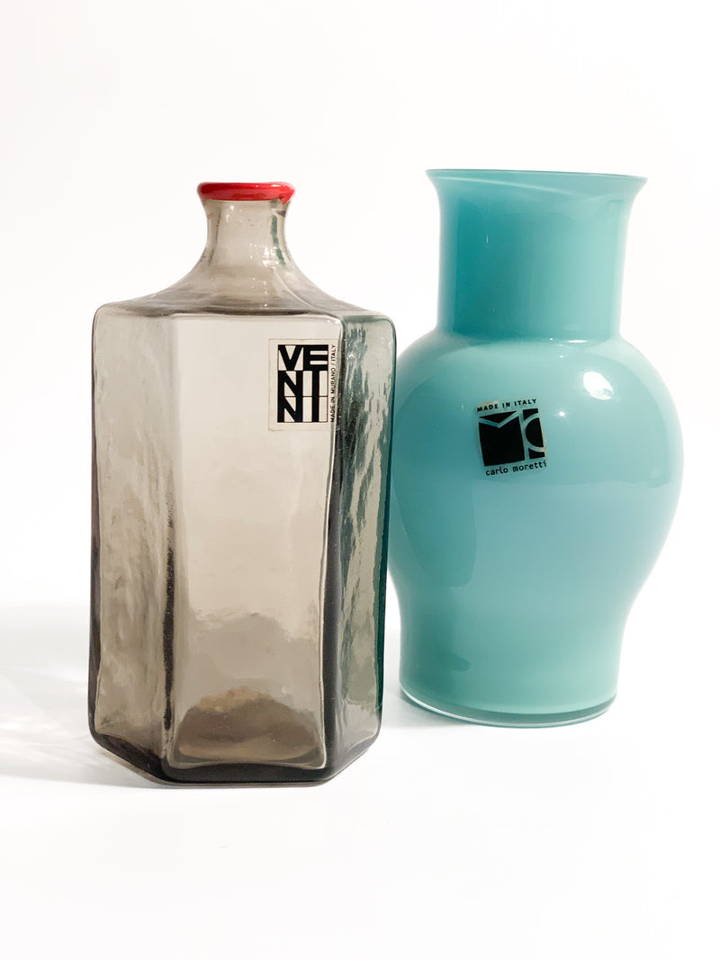 Venini Monofiore Hexagonal Vase in Gray Murano Glass from 1979