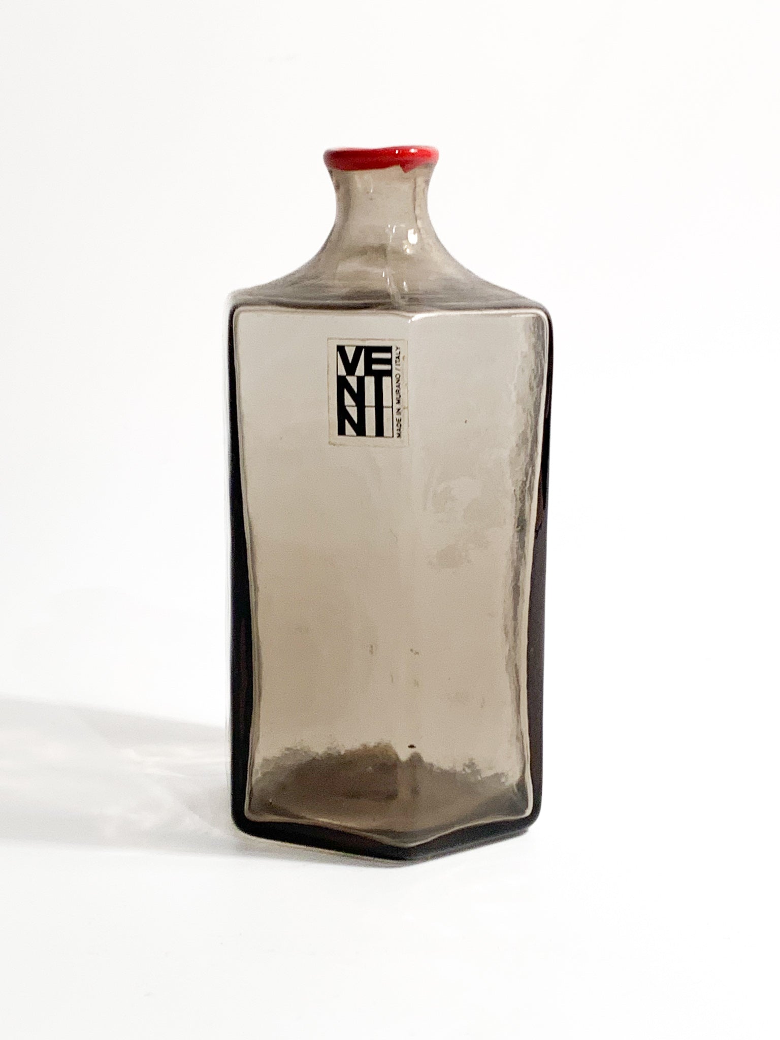 Vaso di Venini Monofiore Esagonale in Vetro di Murano Grigio del 1979