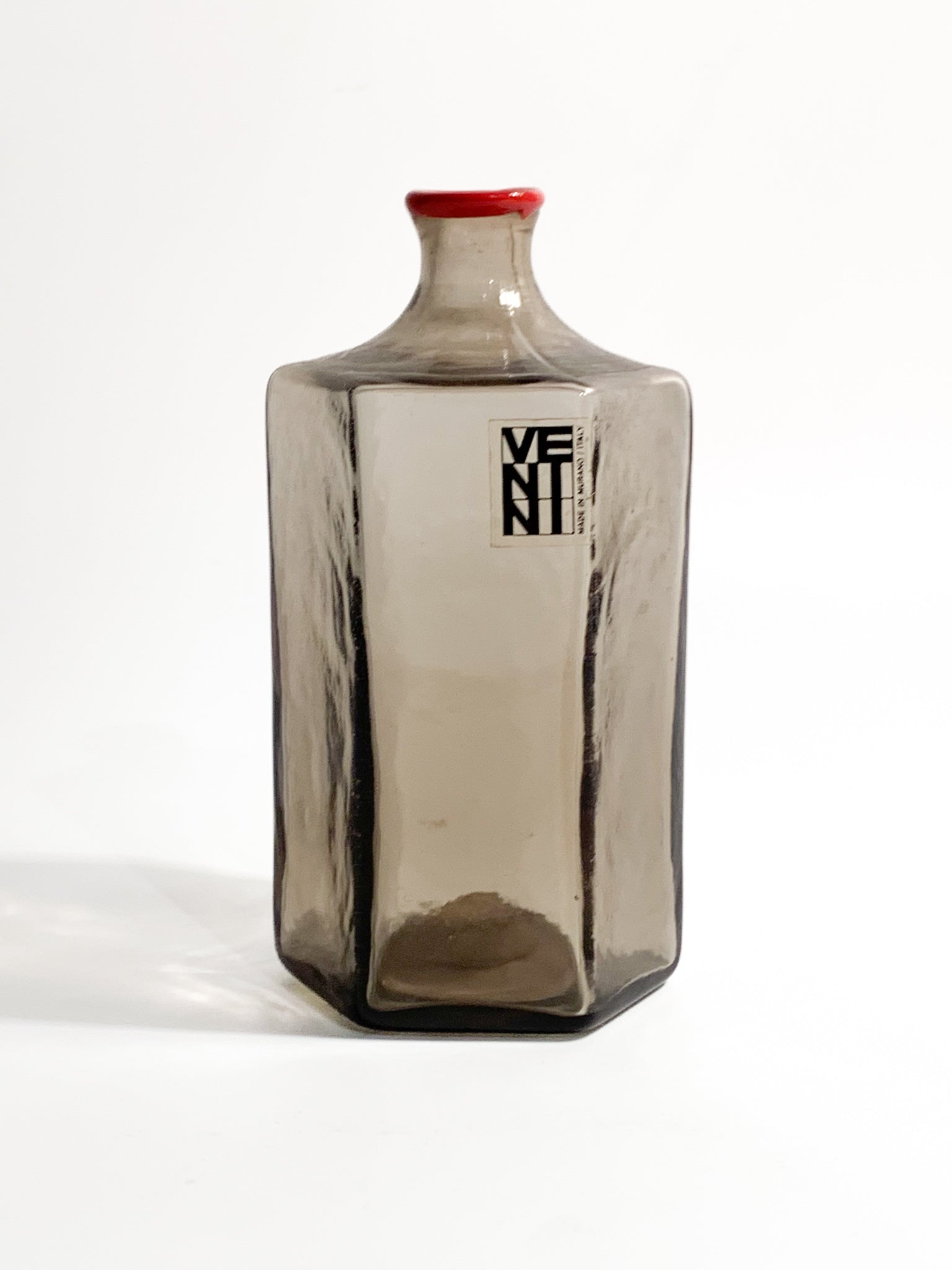 Vaso di Venini Monofiore Esagonale in Vetro di Murano Grigio del 1979