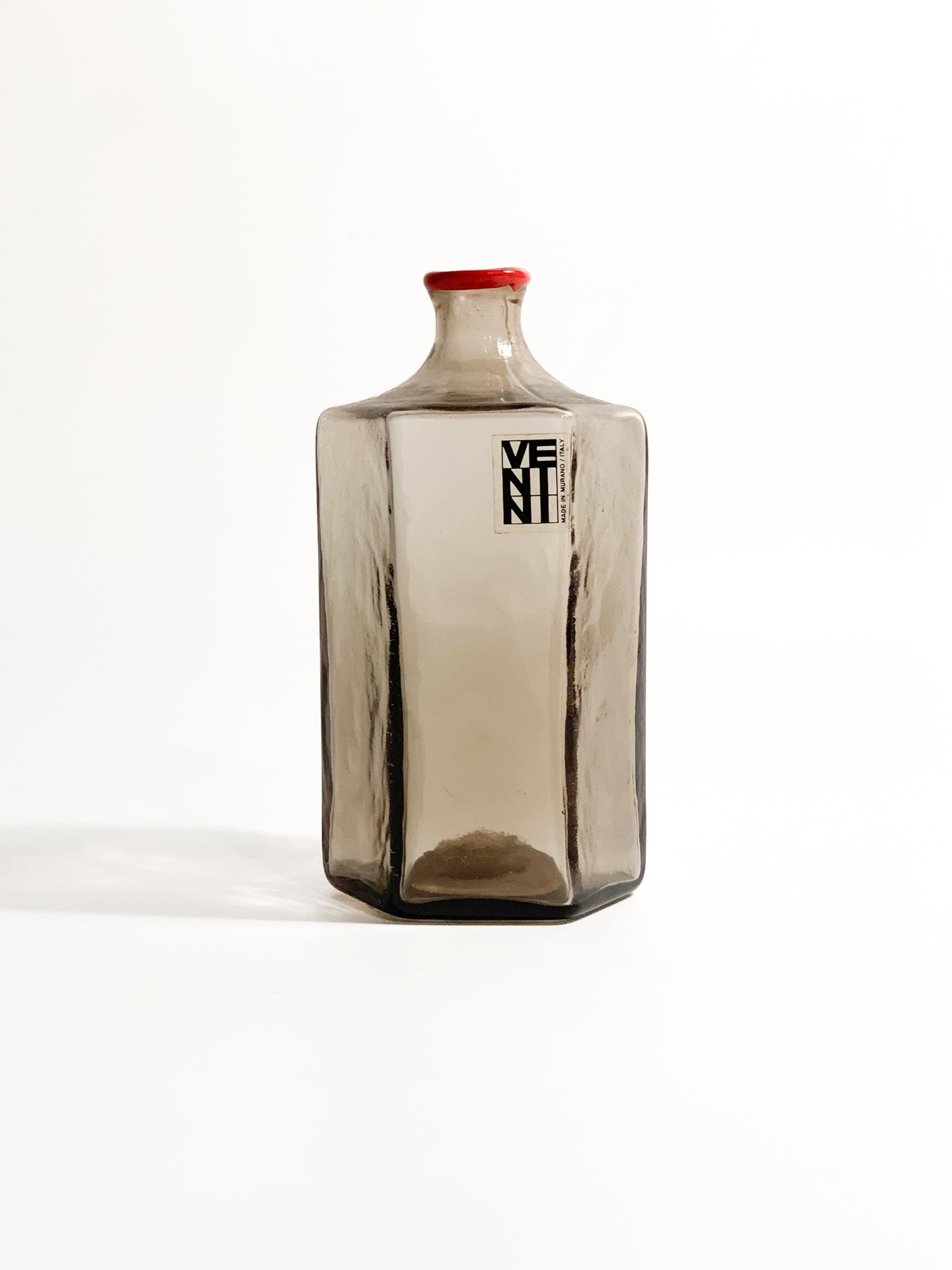 Vaso di Venini Monofiore Esagonale in Vetro di Murano Grigio del 1979