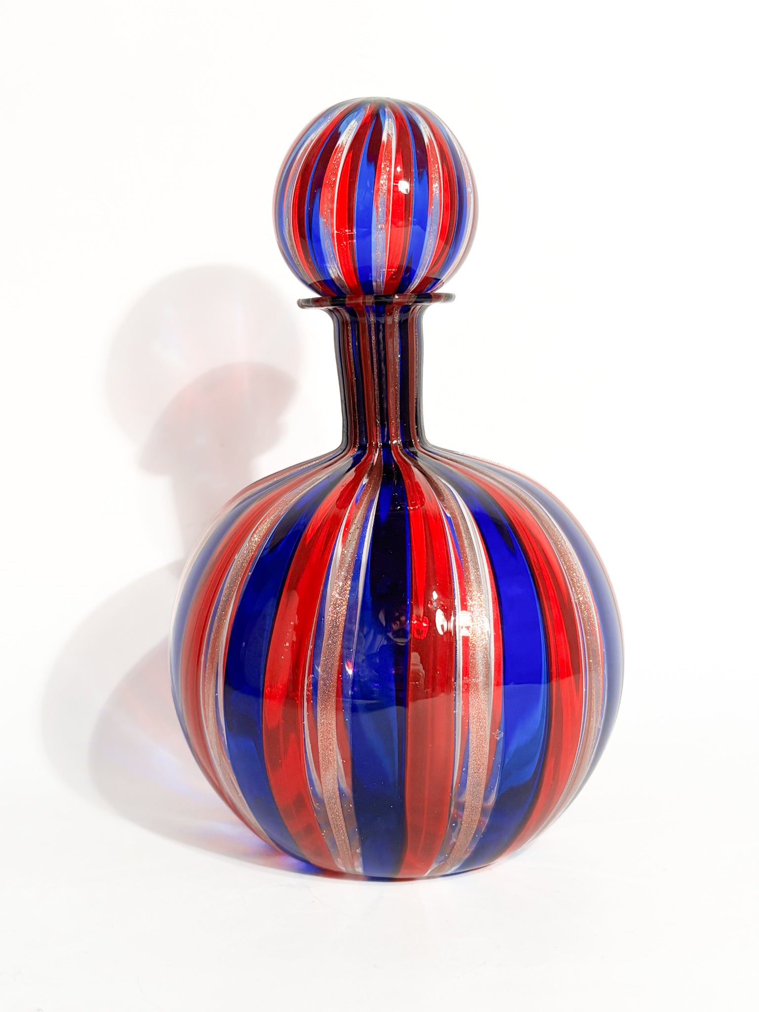 Coppia di Bottiglie in Vetro di Murano Multicolore con Avventurina Anni 70