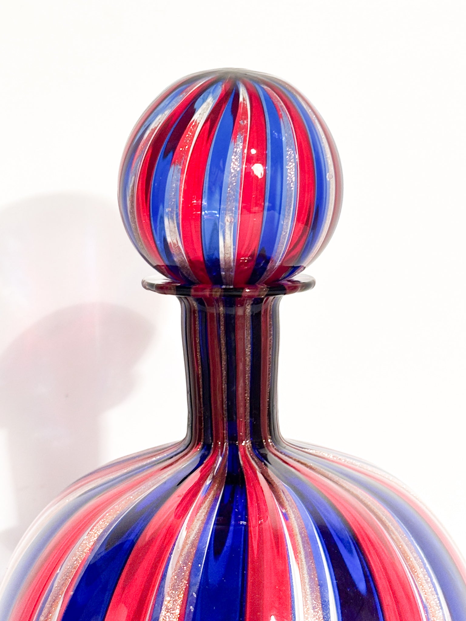 Coppia di Bottiglie in Vetro di Murano Multicolore con Avventurina Anni 70