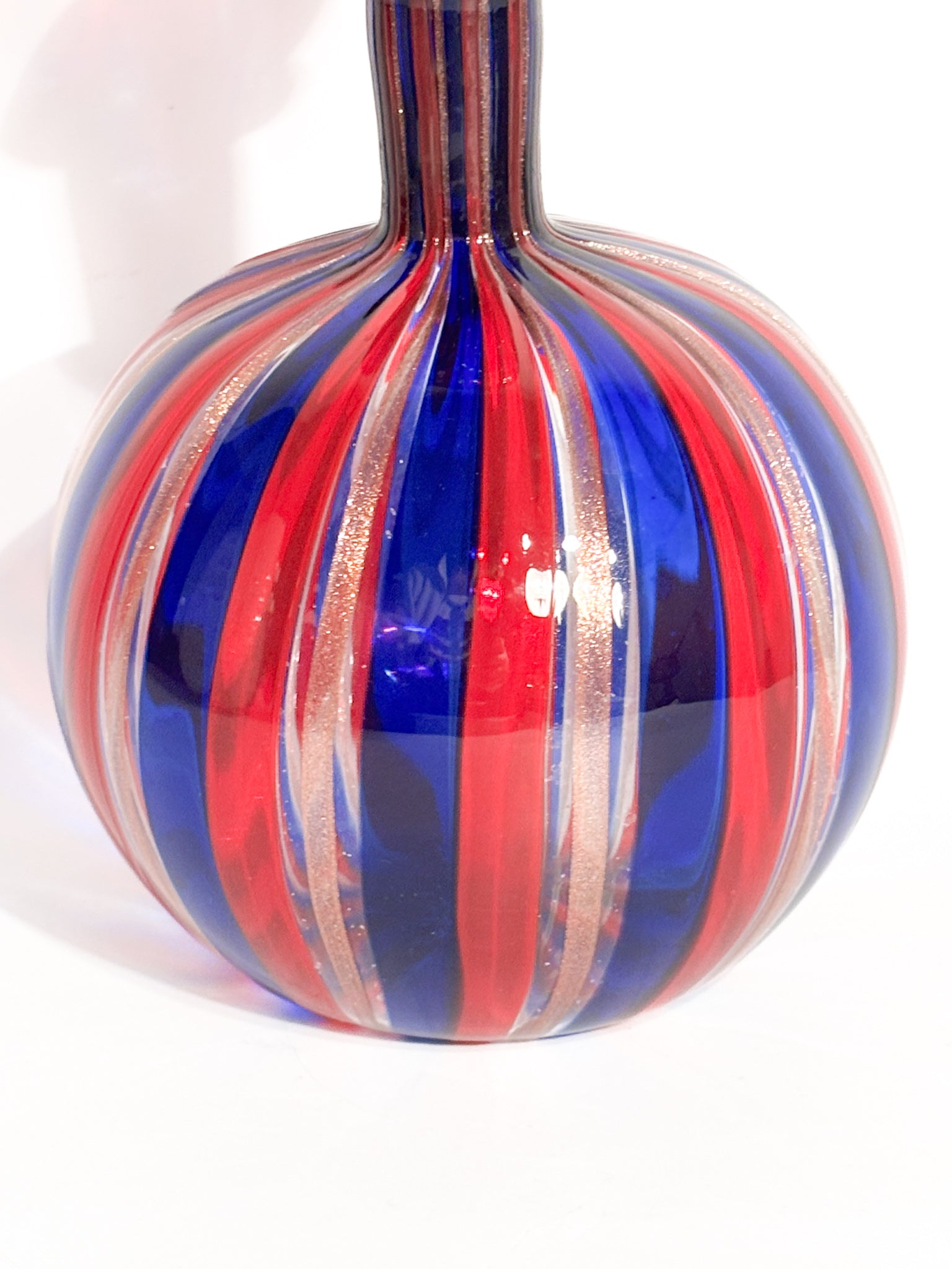 Coppia di Bottiglie in Vetro di Murano Multicolore con Avventurina Anni 70