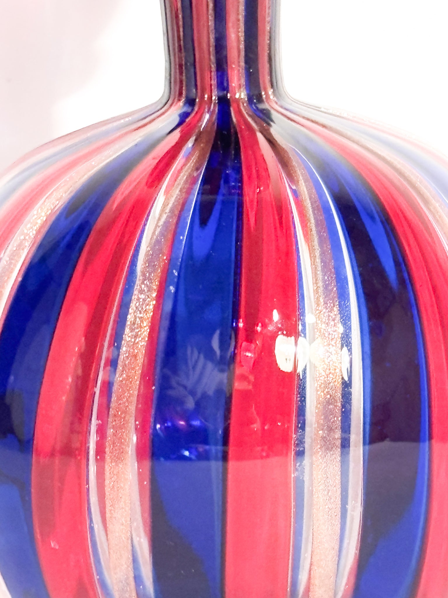 Coppia di Bottiglie in Vetro di Murano Multicolore con Avventurina Anni 70