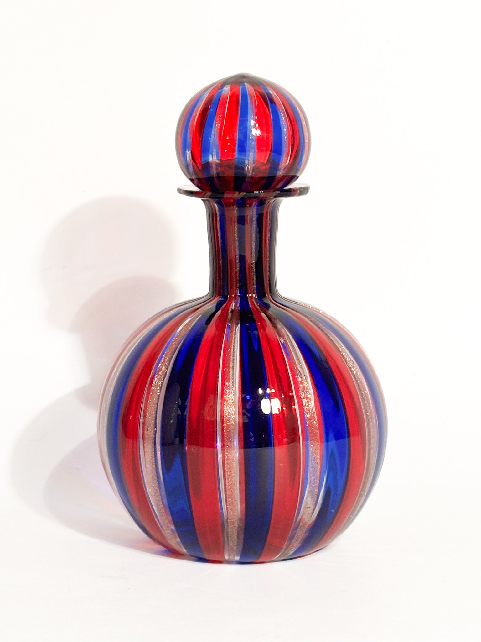 Coppia di Bottiglie in Vetro di Murano Multicolore con Avventurina Anni 70