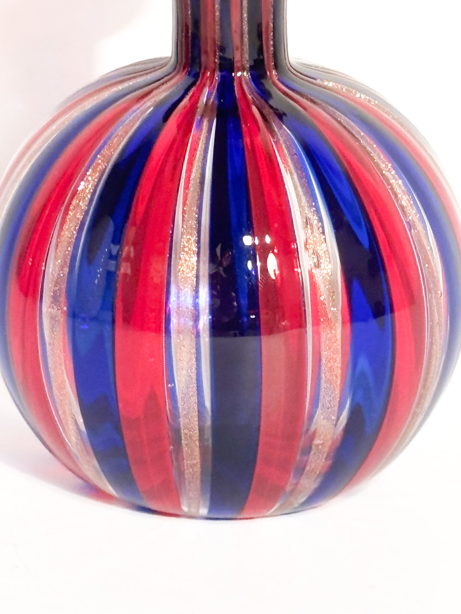 Coppia di Bottiglie in Vetro di Murano Multicolore con Avventurina Anni 70