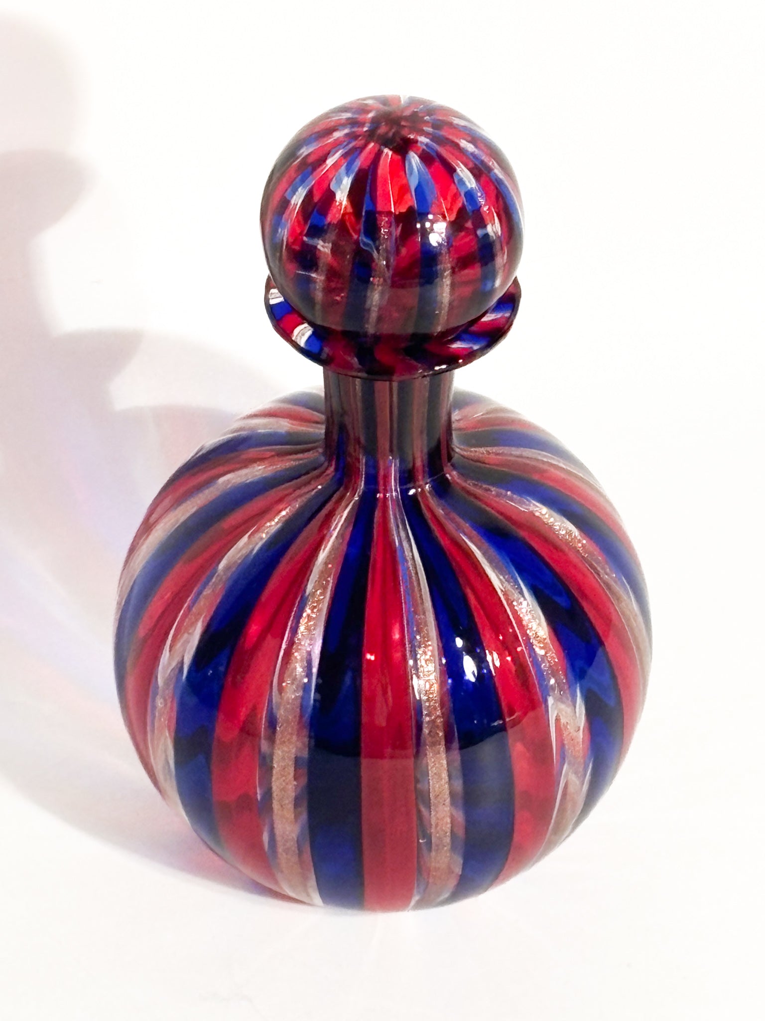 Coppia di Bottiglie in Vetro di Murano Multicolore con Avventurina Anni 70