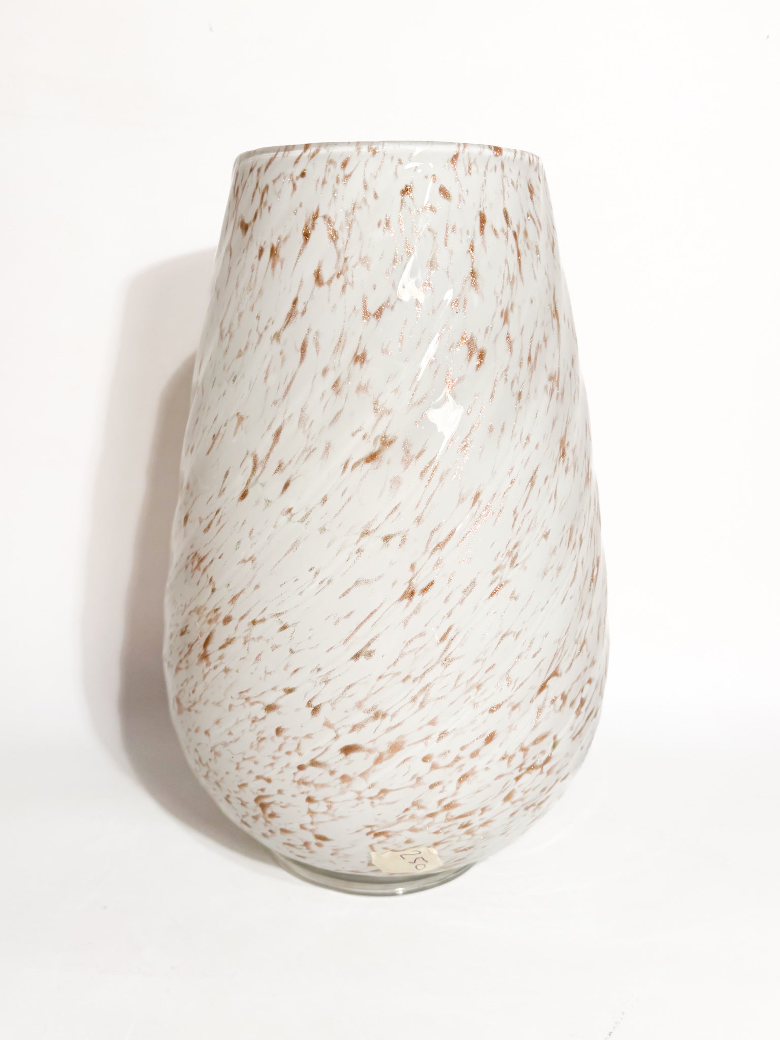 Vaso in Vetro di Murano Bianco con Avventurina Anni 80