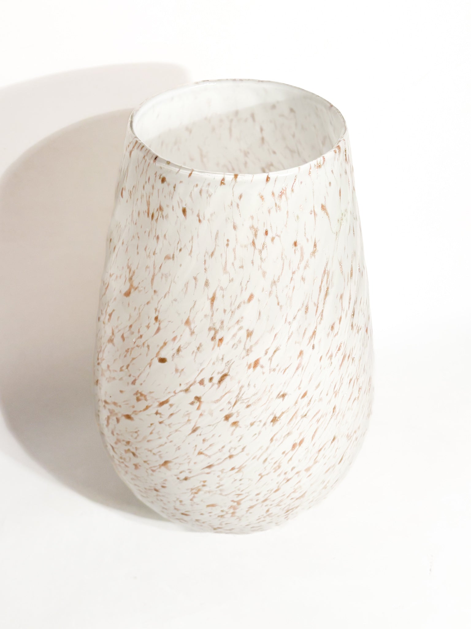 Vaso in Vetro di Murano Bianco con Avventurina Anni 80