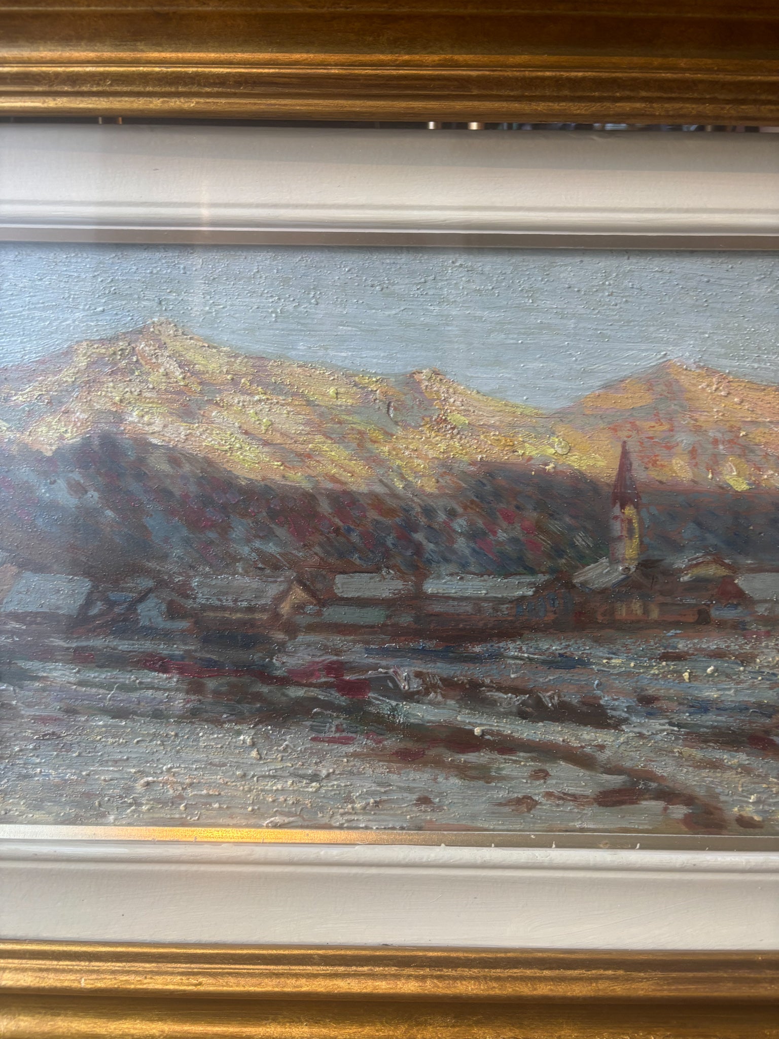 Oil Painting on Panel of Mountain Landscape 1950s
