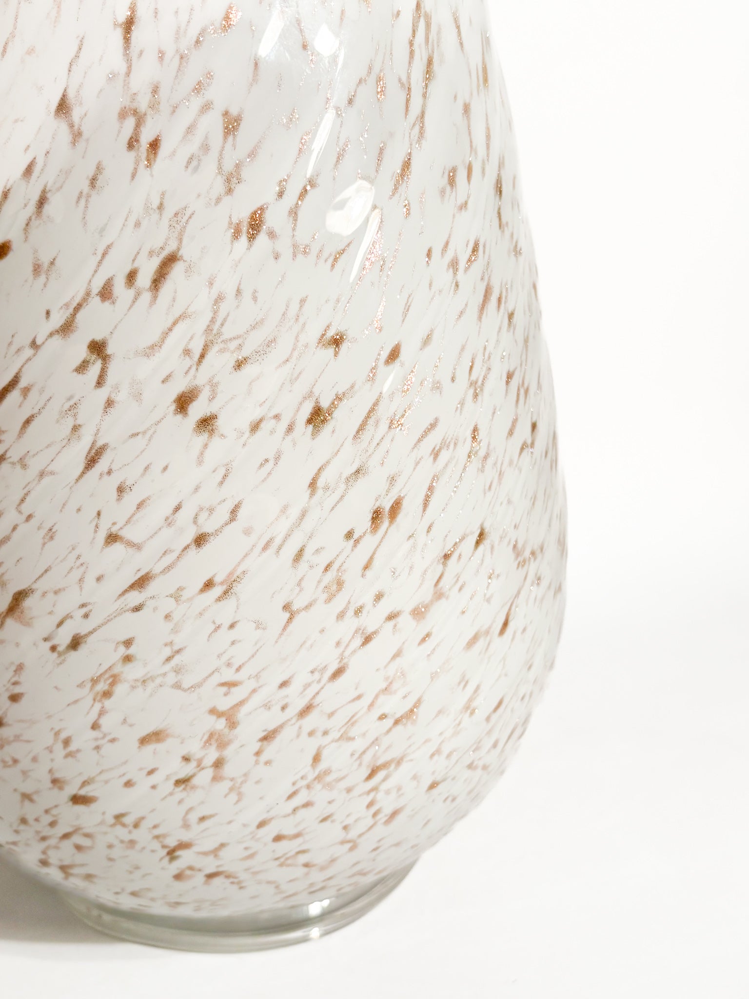 Vaso in Vetro di Murano Bianco con Avventurina Anni 80