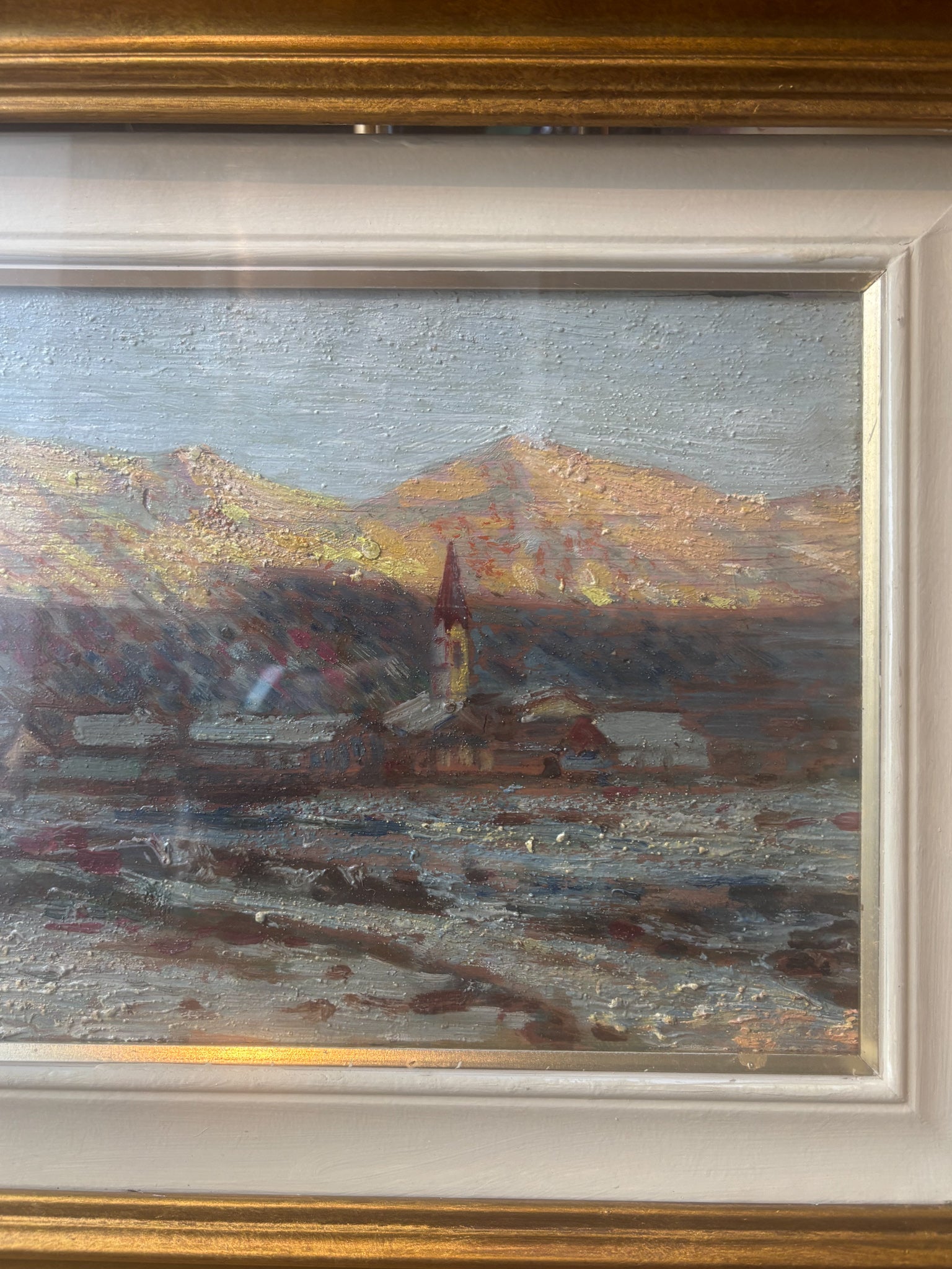 Oil Painting on Panel of Mountain Landscape 1950s