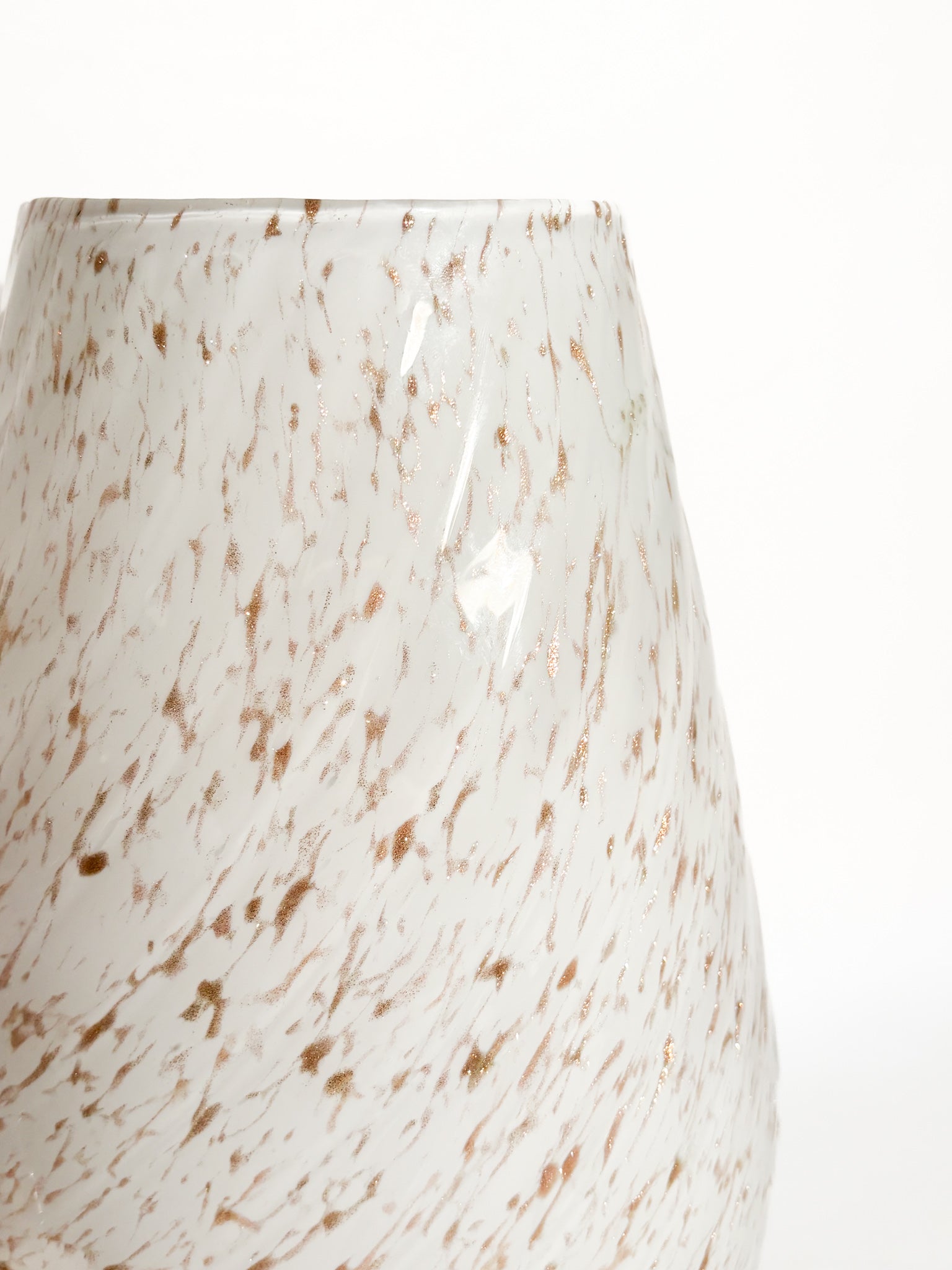 Vaso in Vetro di Murano Bianco con Avventurina Anni 80