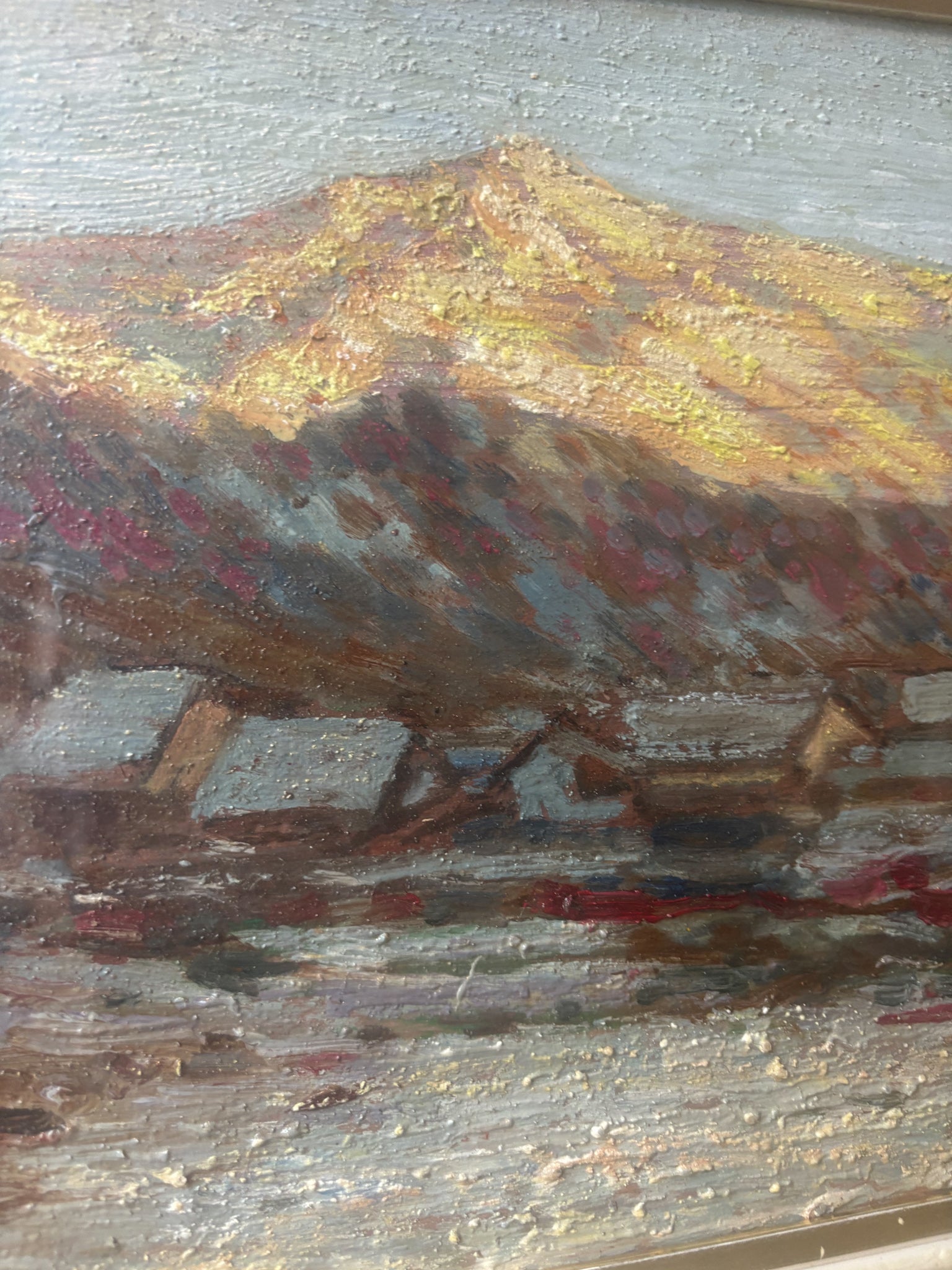 Oil Painting on Panel of Mountain Landscape 1950s