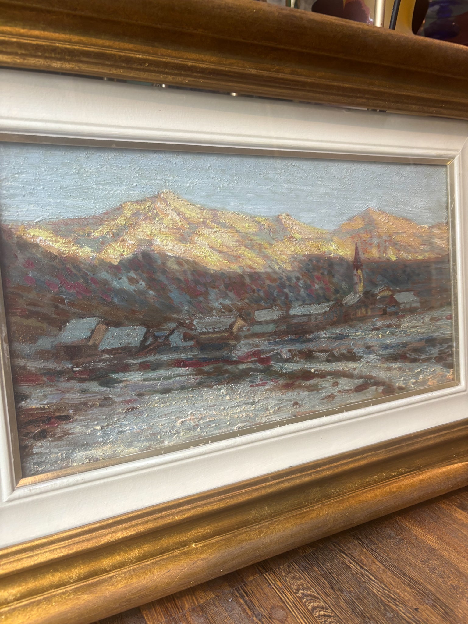 Oil Painting on Panel of Mountain Landscape 1950s