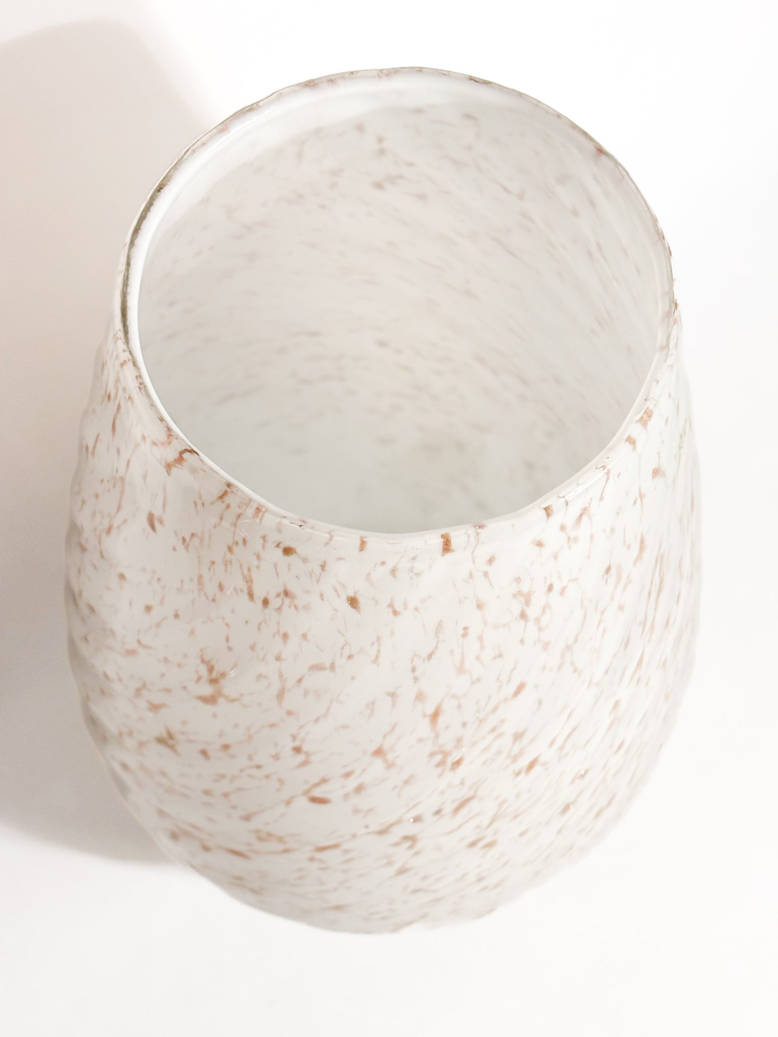 Vaso in Vetro di Murano Bianco con Avventurina Anni 80