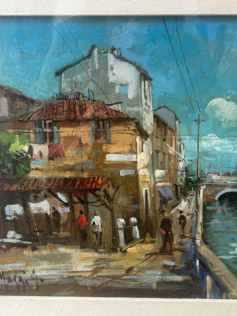 Oil Painting on Cardboard "Milan that Disappears Vicolo dei Lavandai" by Giampietro Maggi