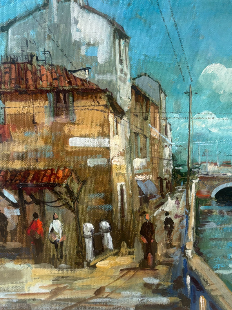 Oil Painting on Cardboard "Milan that Disappears Vicolo dei Lavandai" by Giampietro Maggi