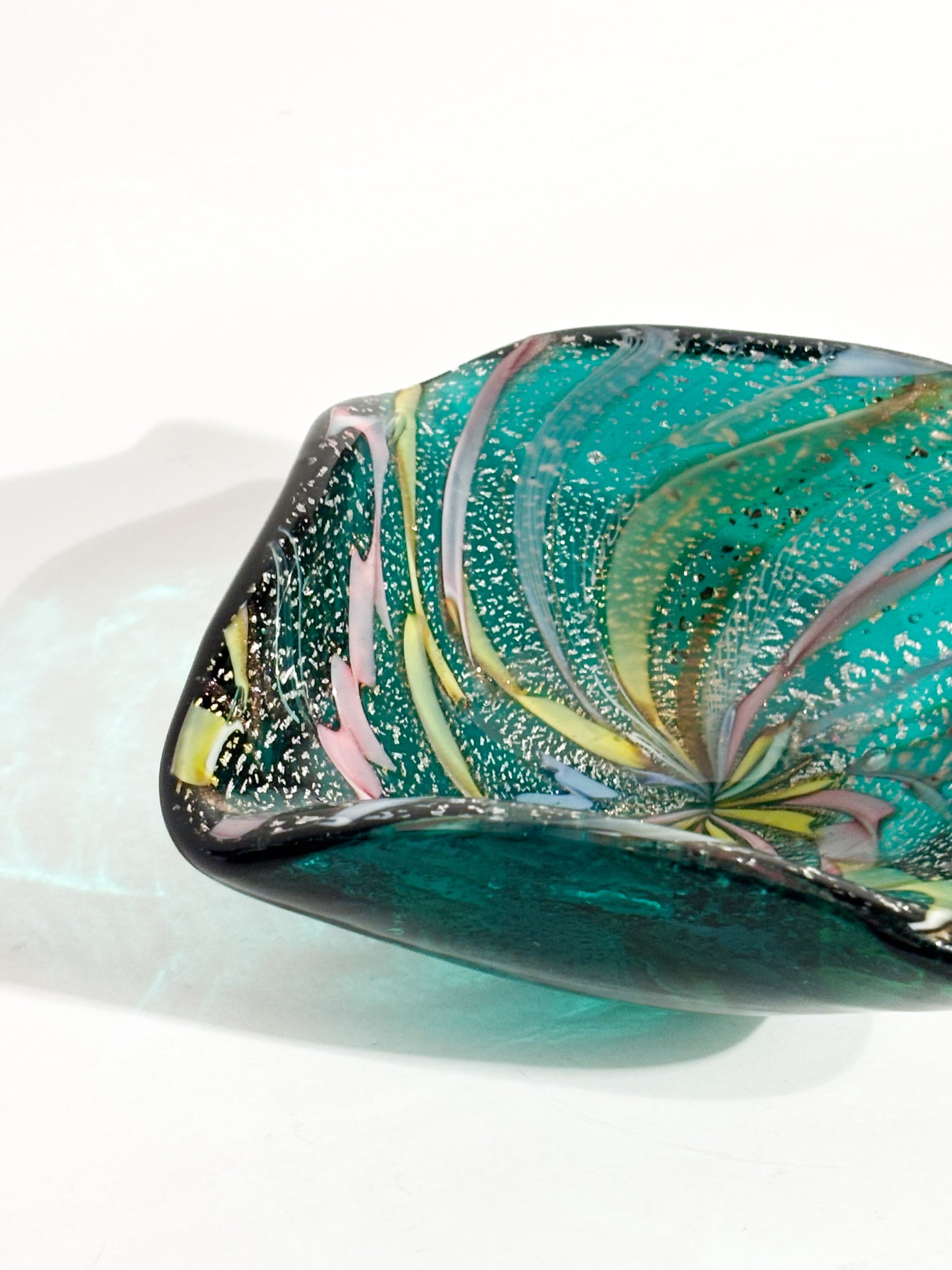 Ciotola Posacenere in Vetro di Murano Verde Anni 70