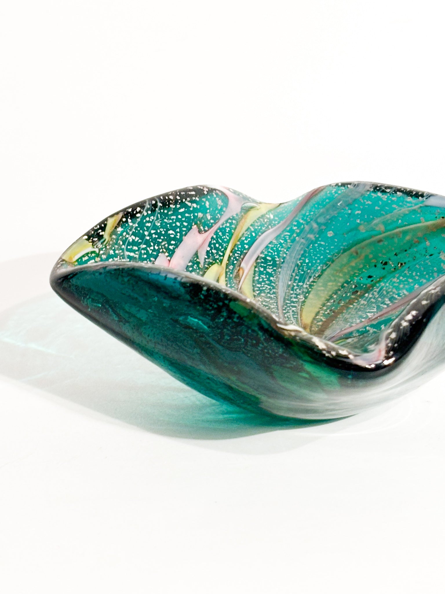 Ciotola Posacenere in Vetro di Murano Verde Anni 70
