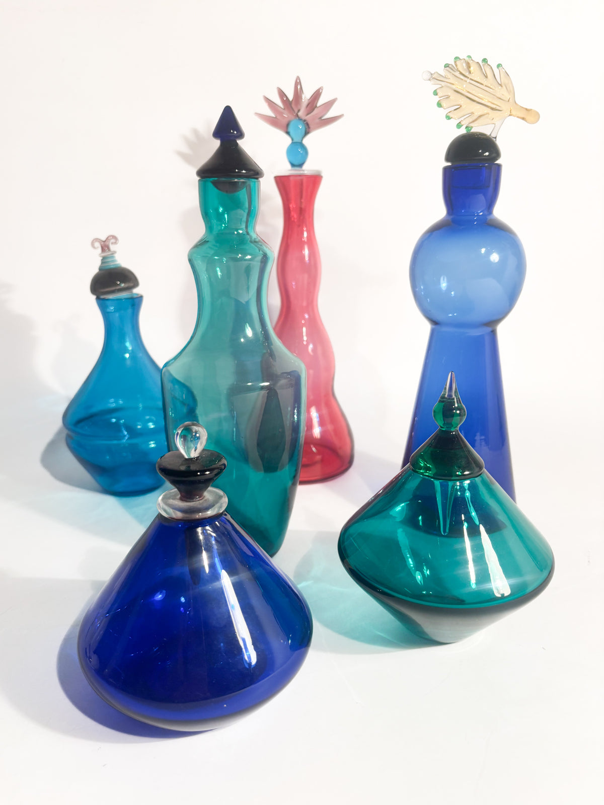 Bottiglia in Vetro di Murano Verde di Yoichi Ohira per De Majo del 1992