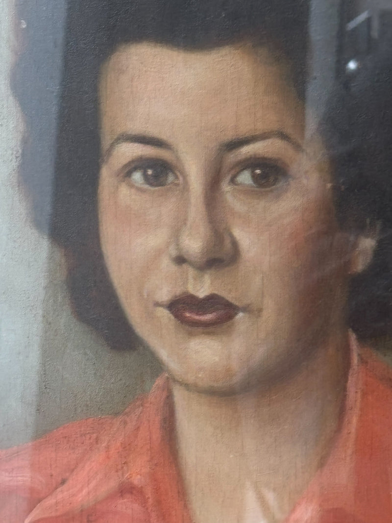 Oil Painting on Panel of Female Portrait from 1945