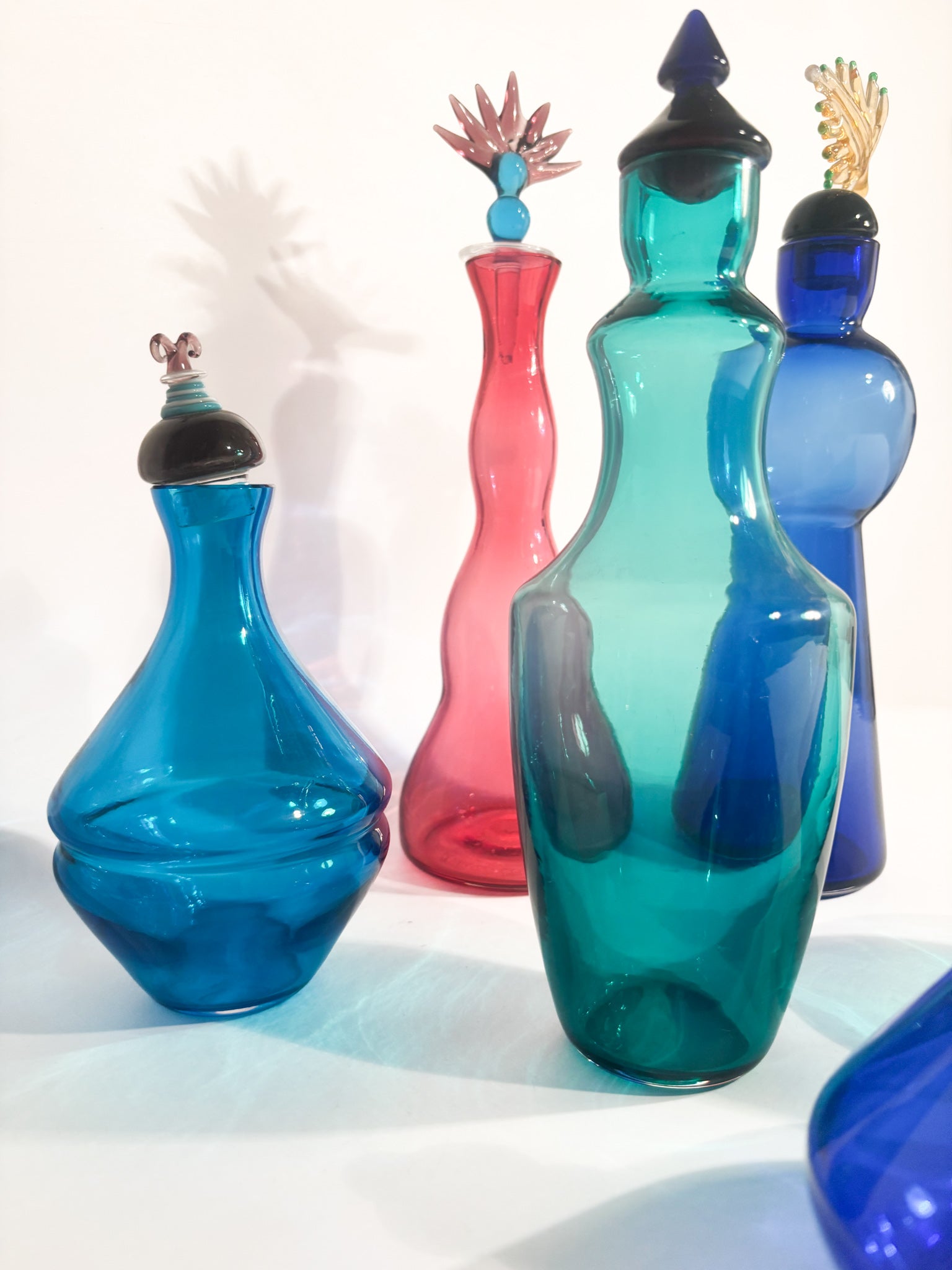 Bottiglia in Vetro di Murano Blu De Majo di Yoichi Ohira del 1992