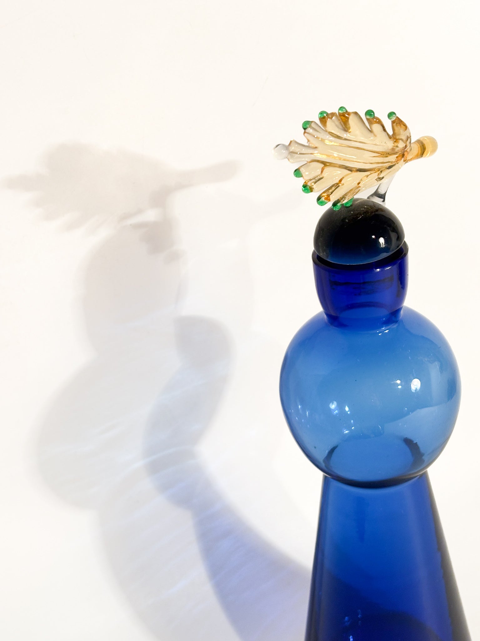 Bottiglia in Vetro di Murano Blu De Majo di Yoichi Ohira del 1992