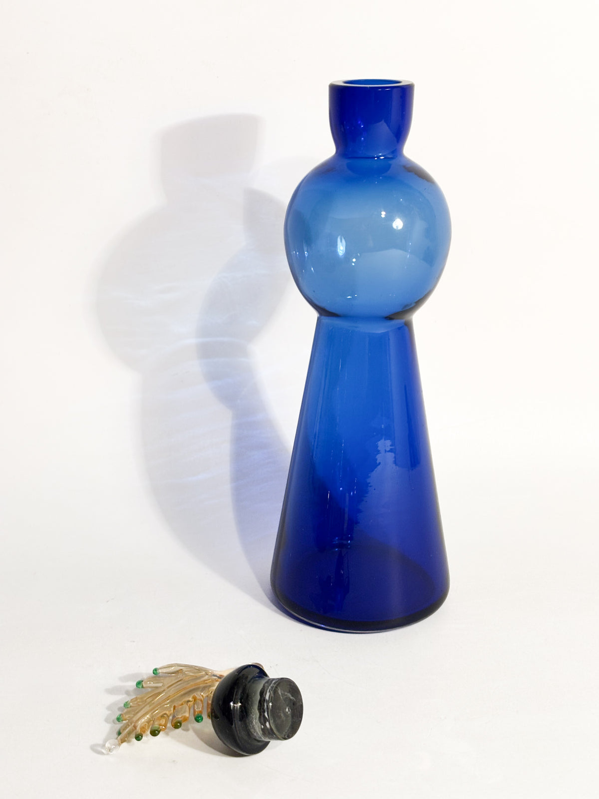 Bottiglia in Vetro di Murano Blu De Majo di Yoichi Ohira del 1992