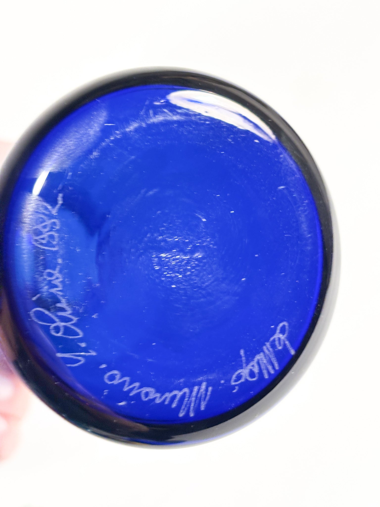 Bottiglia in Vetro di Murano Blu De Majo di Yoichi Ohira del 1992