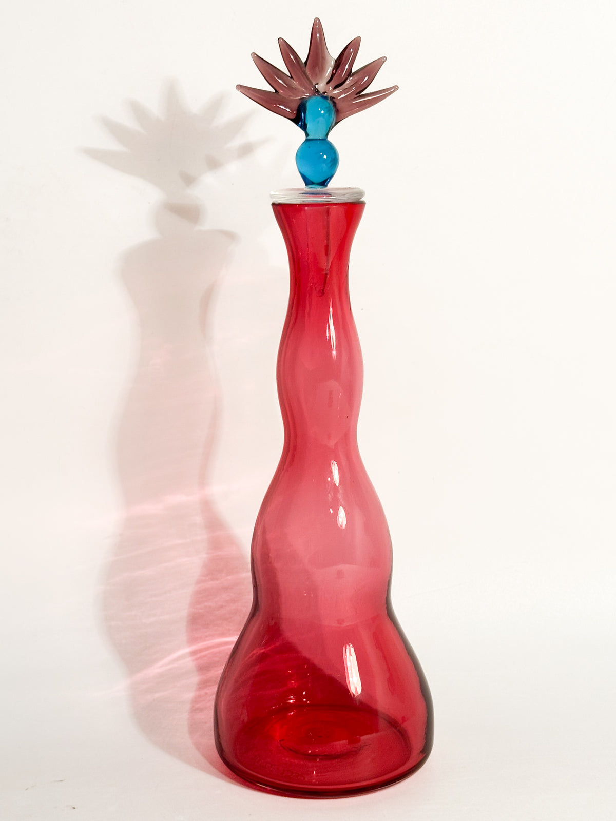 Bottiglia in Vetro di Murano Rosa di Alberto Ricci per De Majo del 1992