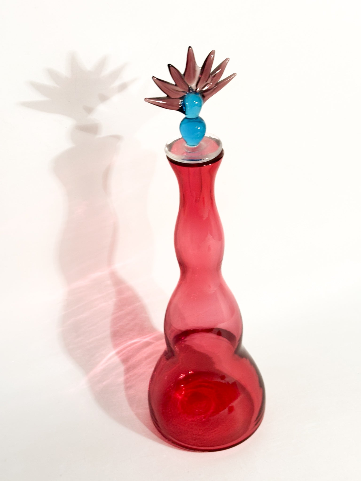 Bottiglia in Vetro di Murano Rosa di Alberto Ricci per De Majo del 1992