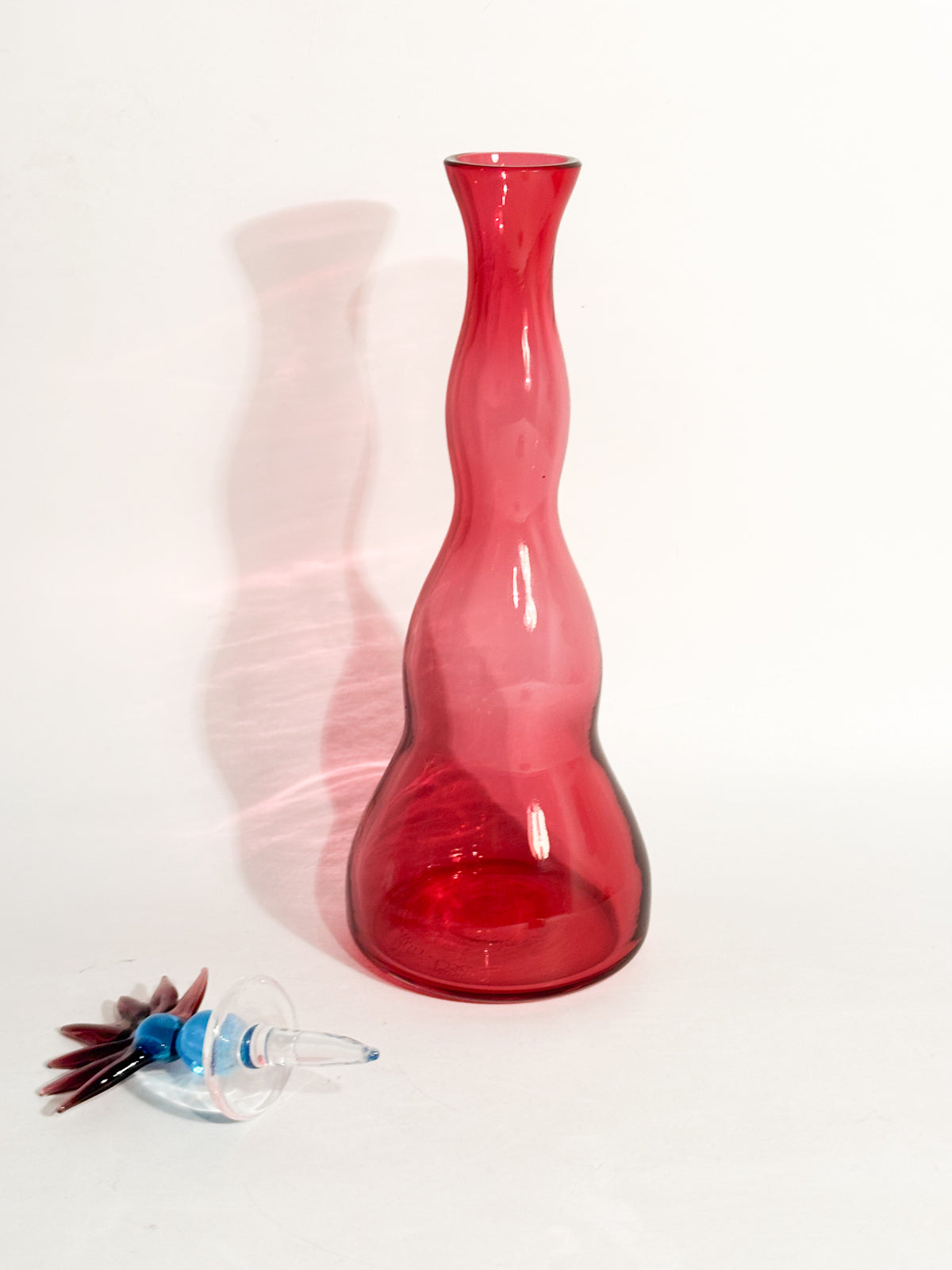 Bottiglia in Vetro di Murano Rosa di Alberto Ricci per De Majo del 1992