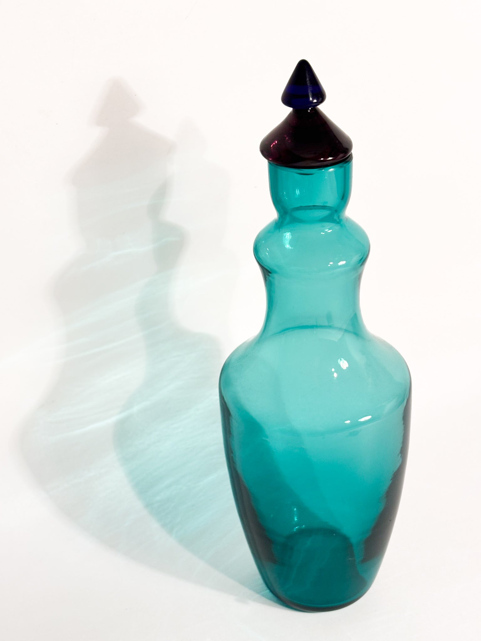 Bottiglia in Vetro di Murano Verde di Yoichi Ohira per De Majo del 1992