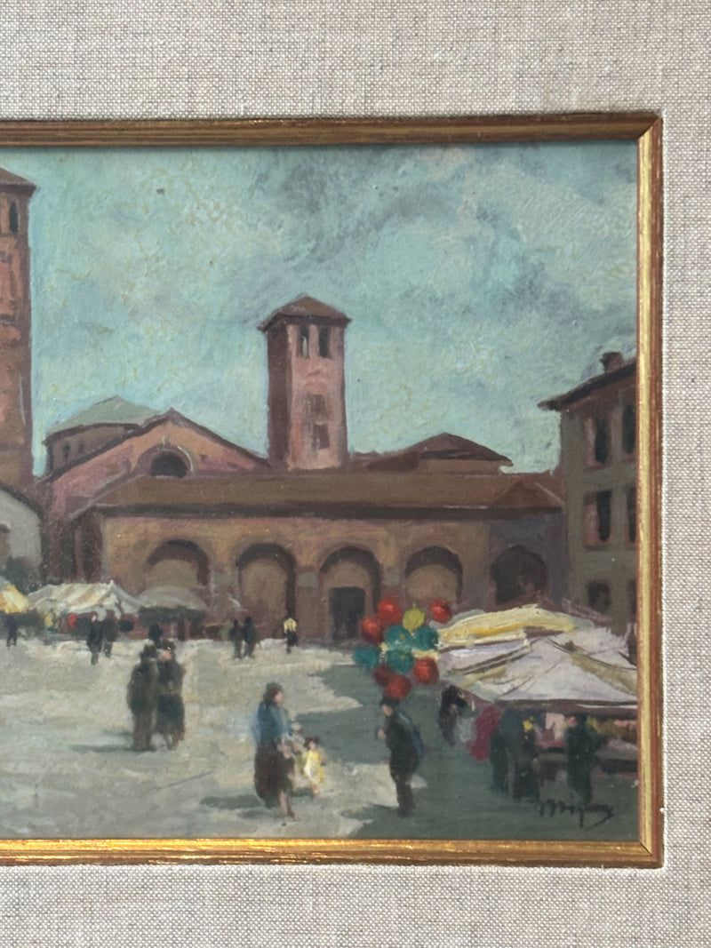 Oil Painting on Panel of the Church of S. Ambrogio in Milan 1990s