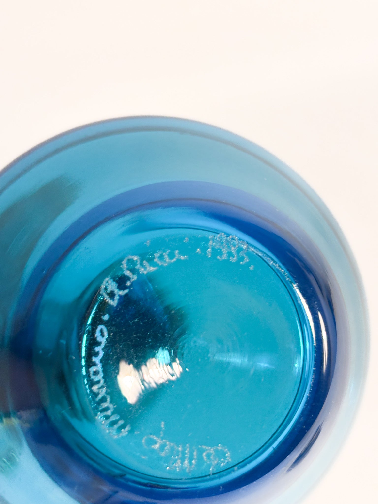Boccetta in Vetro di Murano Azzurro di Alberto Ricci per De Majo del 1993