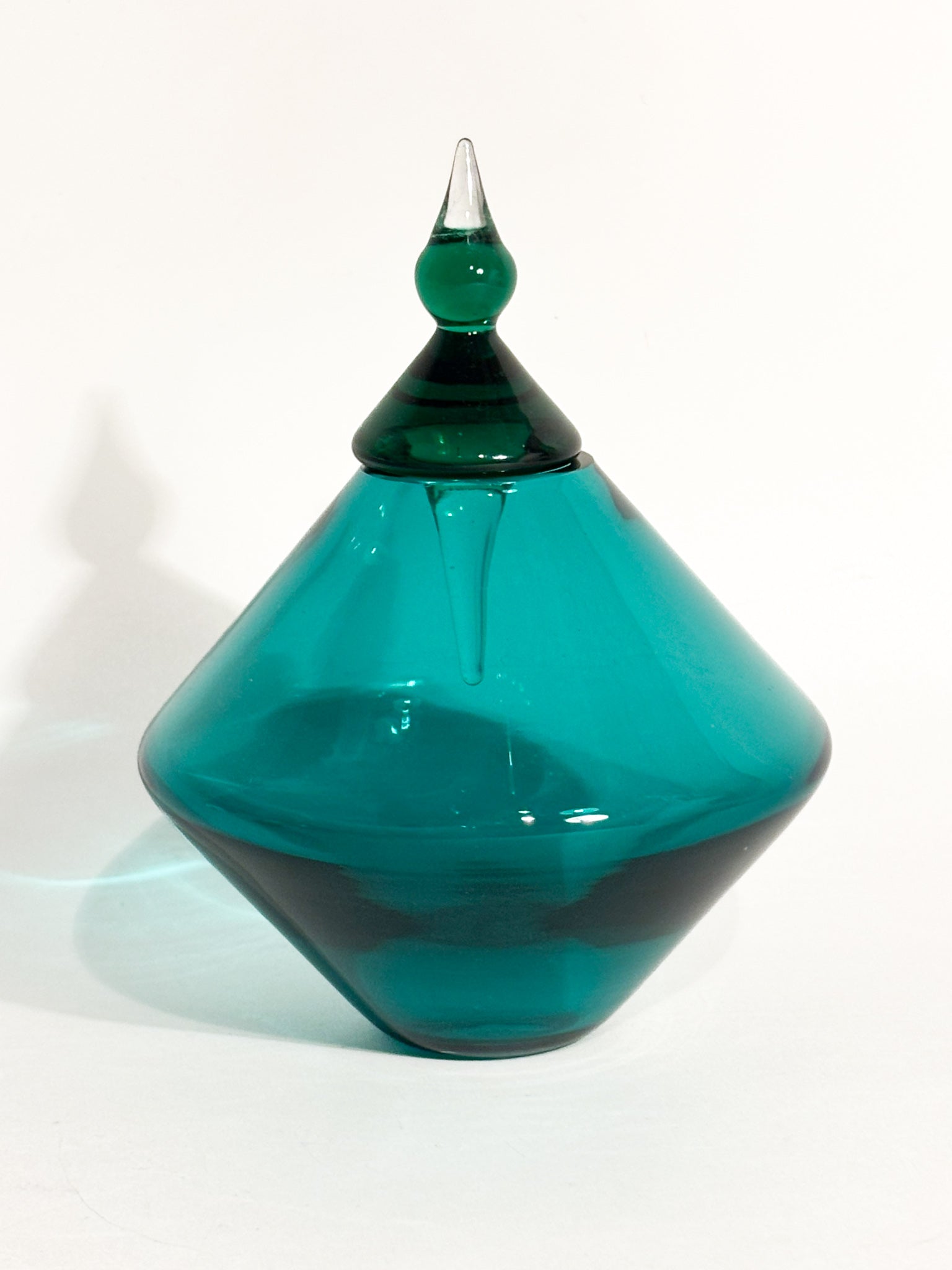 Boccetta in Vetro di Murano verde di Alberto Ricci per De Majo del 1993