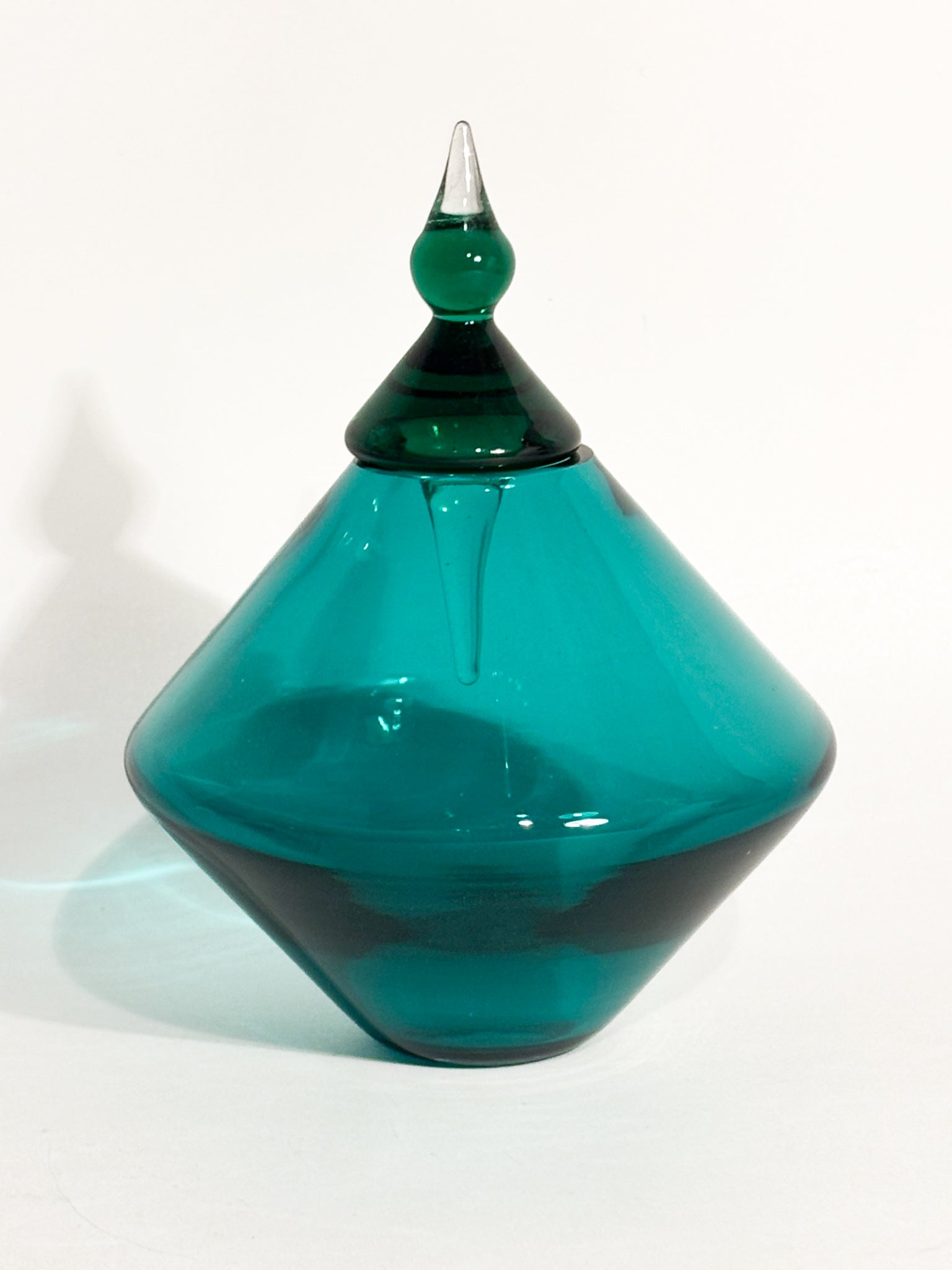 Boccetta in Vetro di Murano verde di Alberto Ricci per De Majo del 1993